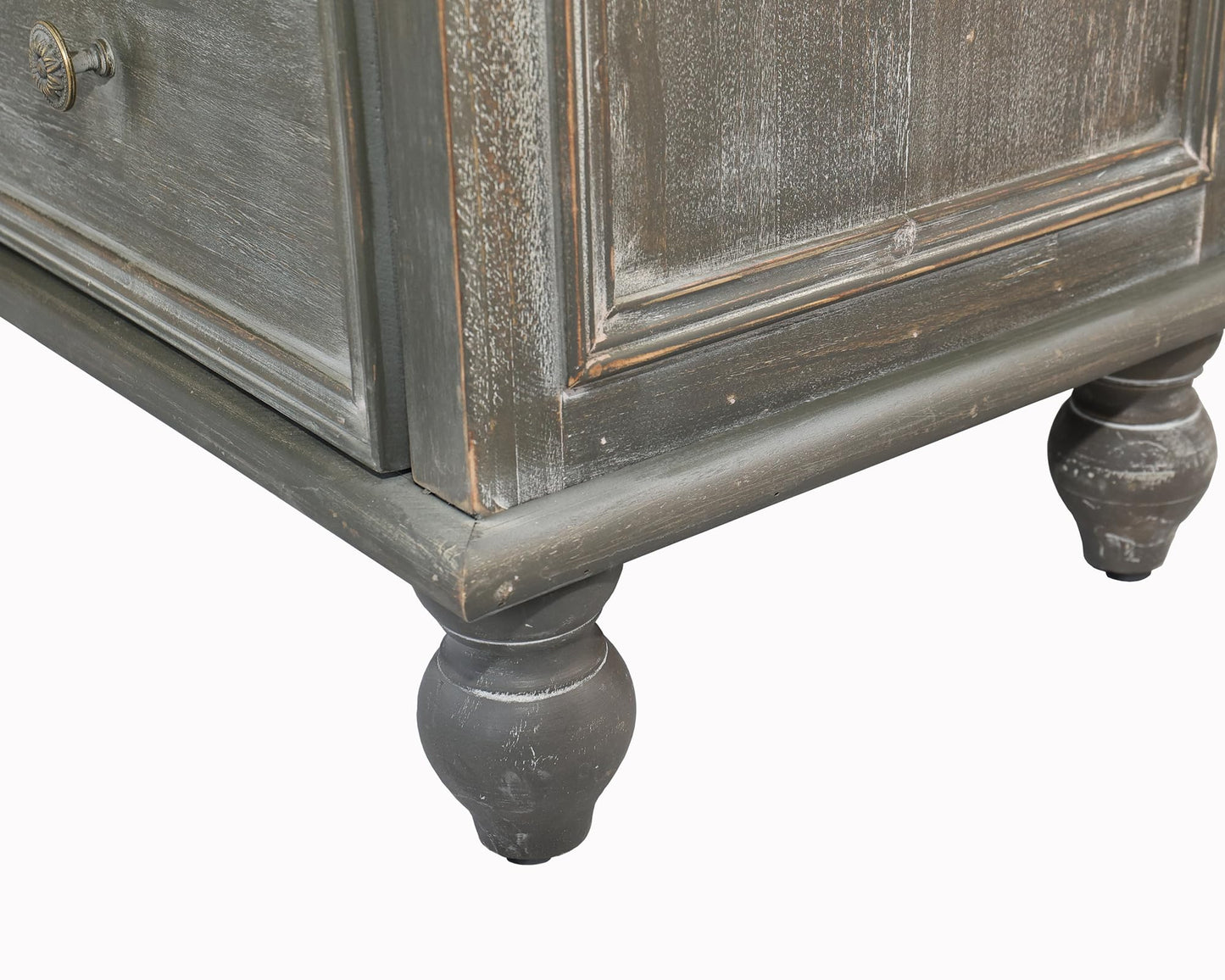 LKTART 60" Farmhouse Sideboard Buffet,Solid Fir Wood Frame with Hollowed-Out Carved Doors,Hand-Distressed Design,Versatile Storage Cabinet for Kitchen, Living Room,Natural Wood
