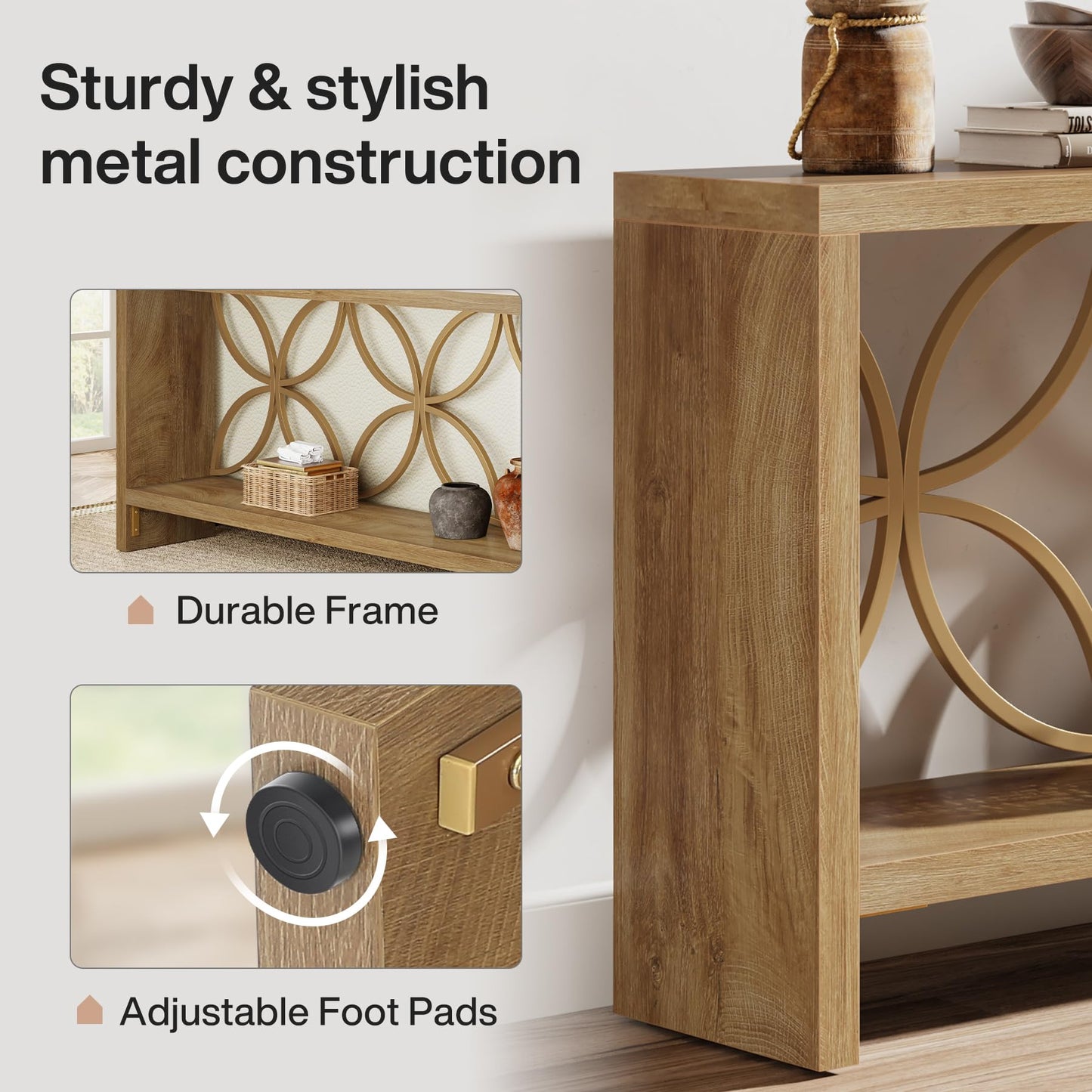 Tribesigns 70.9-Inch Narrow Sofa Table, Industrial Long Sofa Table Behind Couch, Entry Console Table with Storage for Entryway, Living Room, Foyer, Unique Design, Rustic Brown