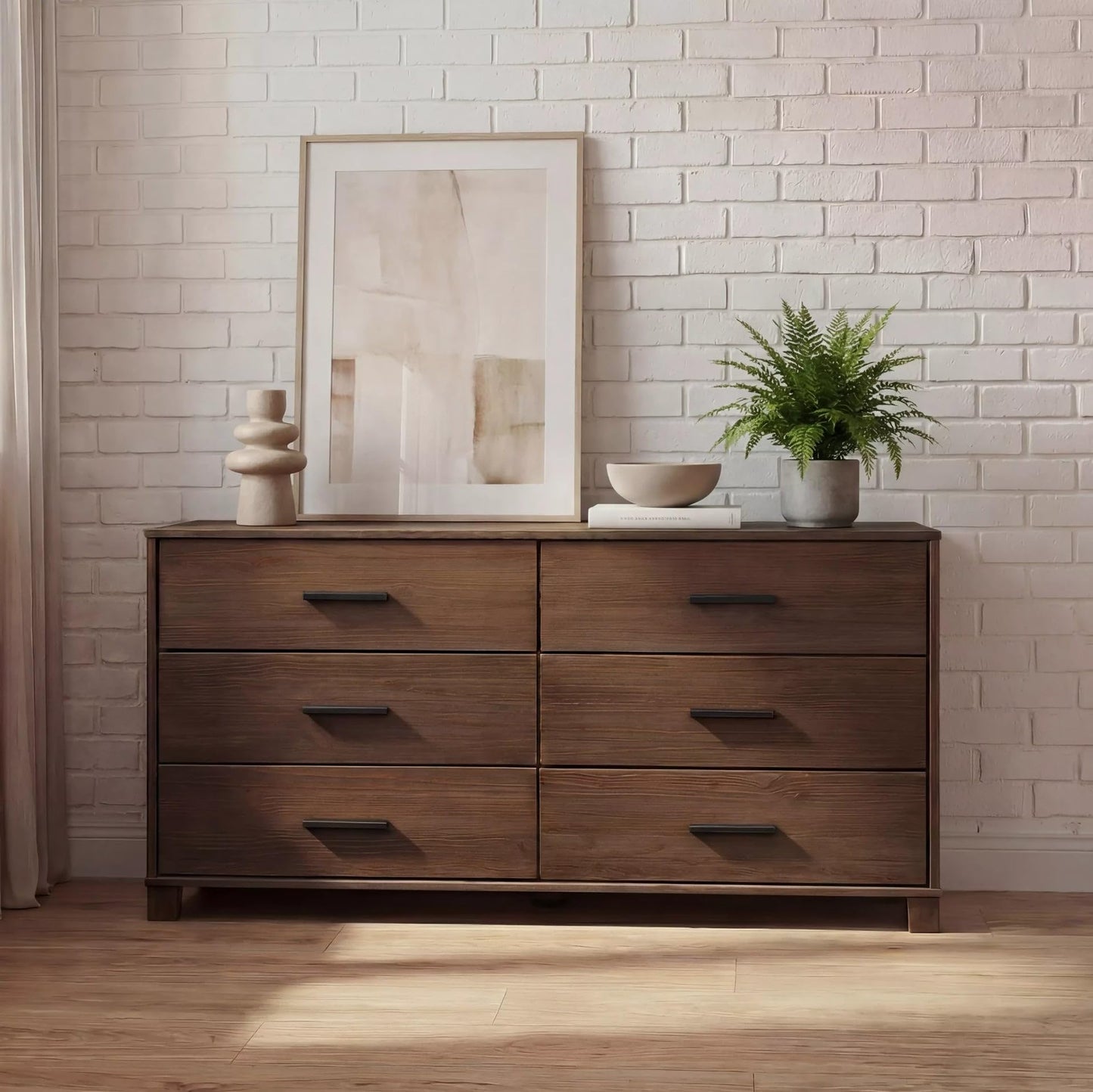 Grain Wood Furniture Loft 6-Drawer Dresser, Solid Wood with Weathered Pine Finish