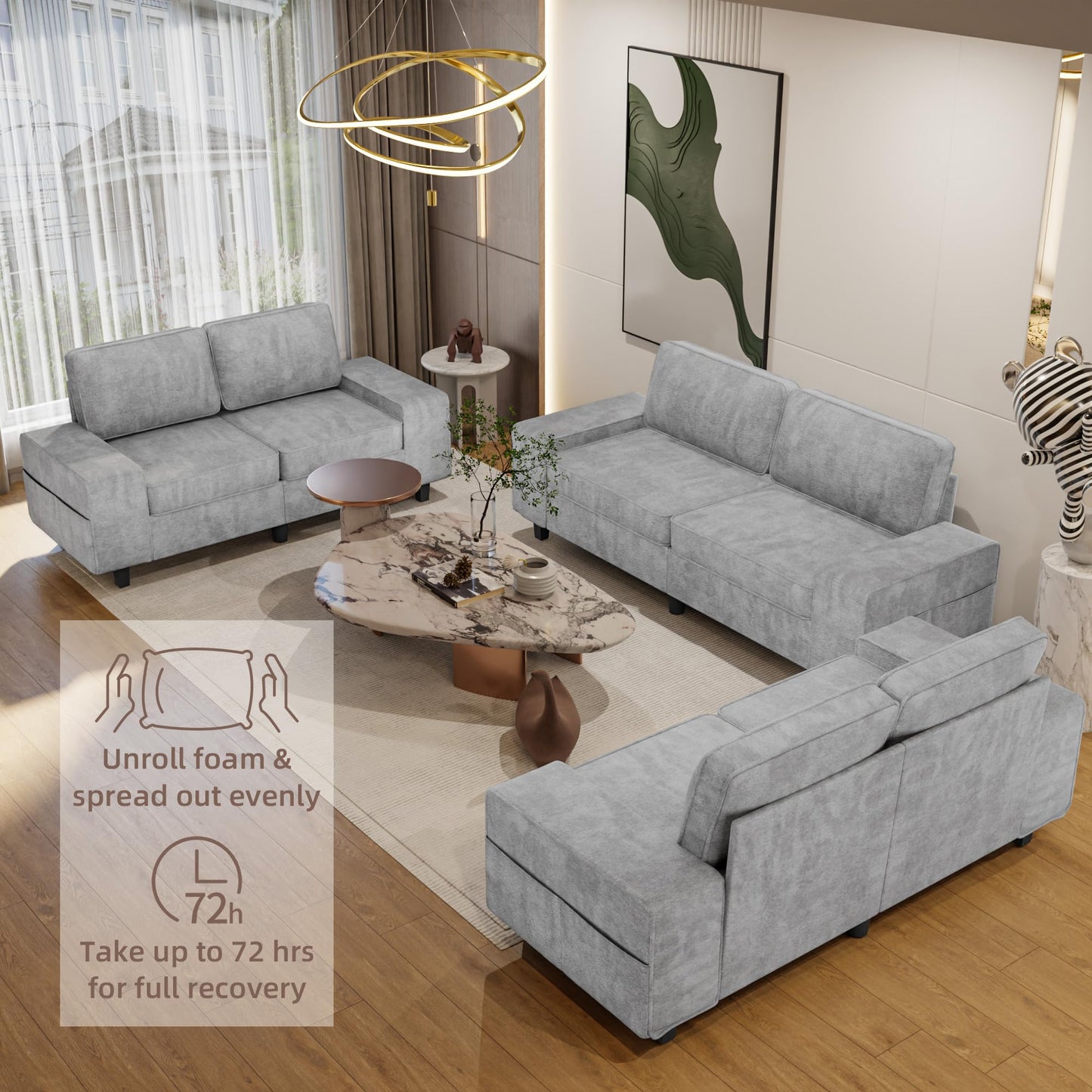 71" Loveseat Sofa for Living Room, Deep Seat Mid Century Modern Chenille Fabric 2 Love Seat Couch Love Seats for Small Space,Living Room,Studio,Apartment