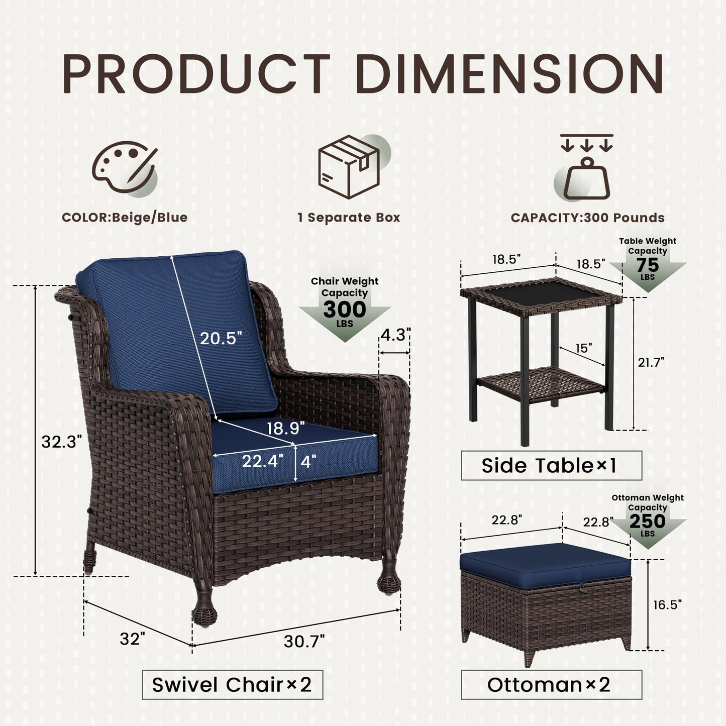 Wicker Patio Loveseat, All-Weather Rattan 2-Seat Sofa with Cushions, Outdoor Patio Furniture Set for Patio, Balcony, Backyard, Deck, Poolside