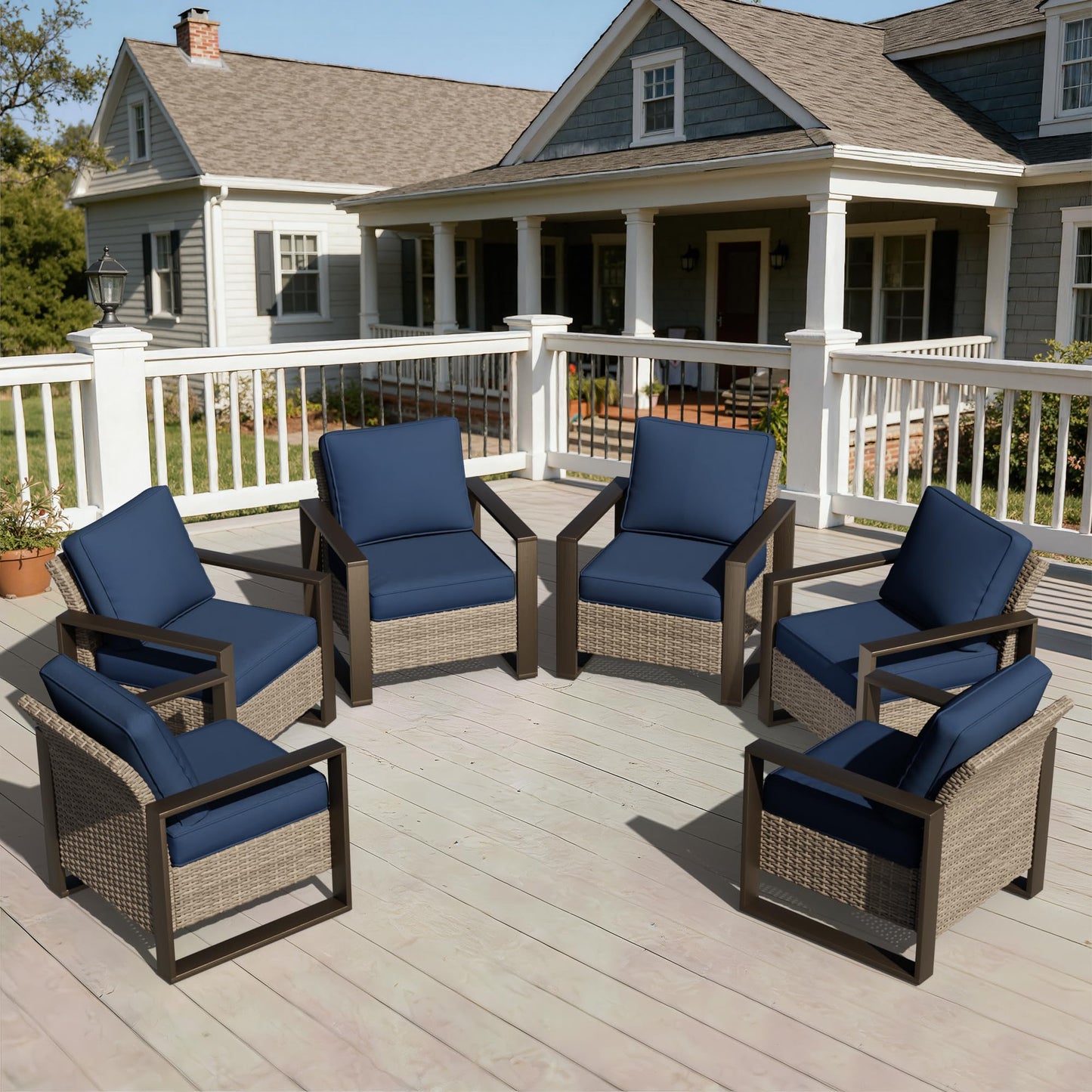 Joyside Outdoor Patio Swivel Rocker Chairs, 3 Pieces Wicker Furniture Set, 2 Swivel Rocking Chairs and 1 Table, Metal Wide Armrest, Thick Cushions and Deep Seating for Garden, Backyard, Porch, Deck
