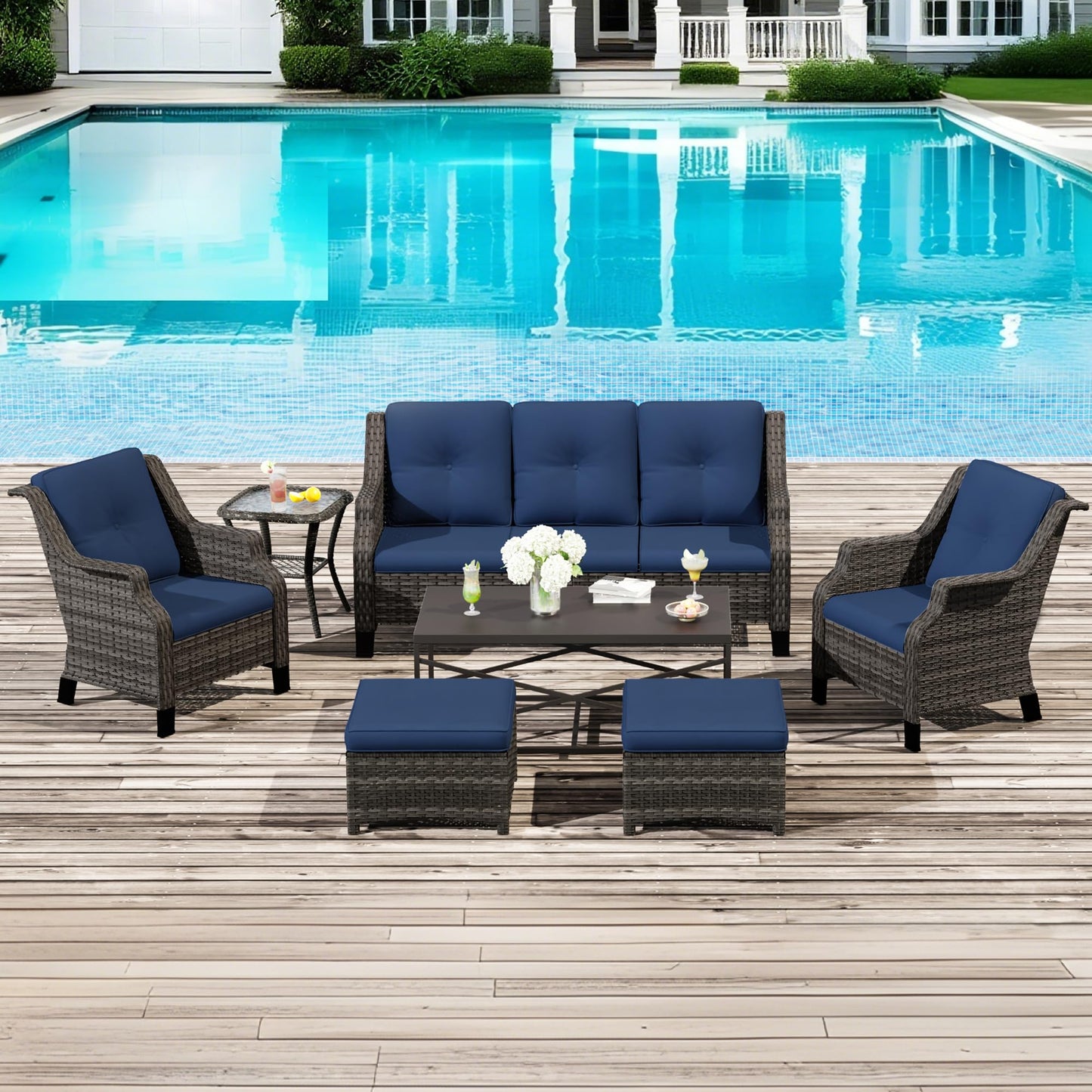 Outdoor Patio Loveseat, All-Weather 2-Seater Wicker Loveseat with Cushions, Outdoor Patio Love Seat Sofa for Garden, Balcony and Deck