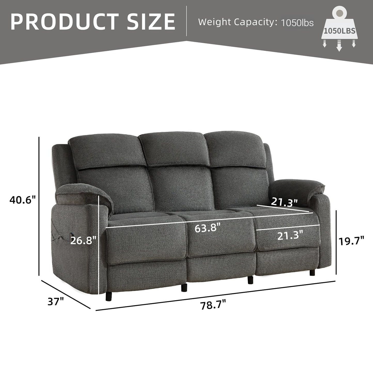 IOMOR Power Recliner Chair, Electric Recliner for Adults, Reclining Sofa Chair, Adjustable Home Theater Seating with Side Pocket for Small Space, Living Room (1, Dark Gray, Single Recliner)