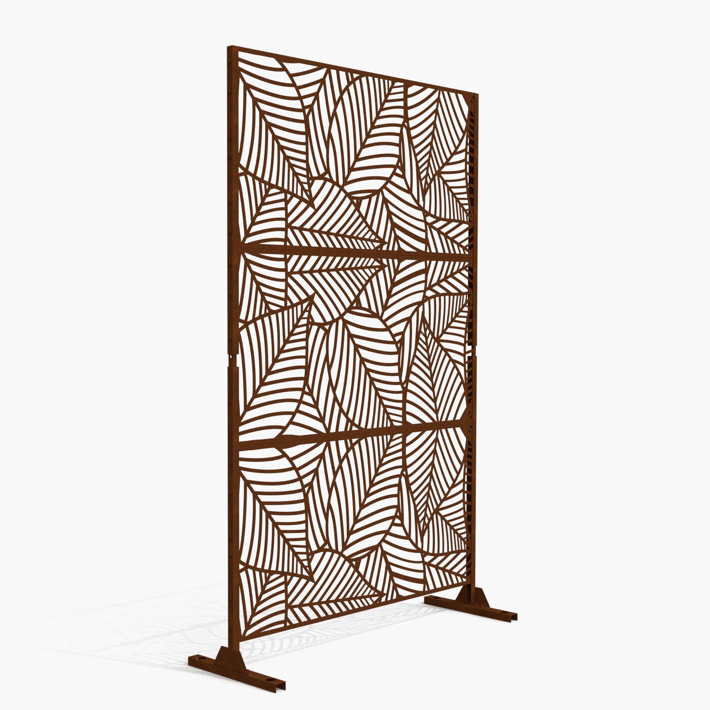 Metal Privacy Screen with Stand, 74" H×47" W Outdoor Privacy Screen for Deck Patio Lawn Garden (Black-Summer)