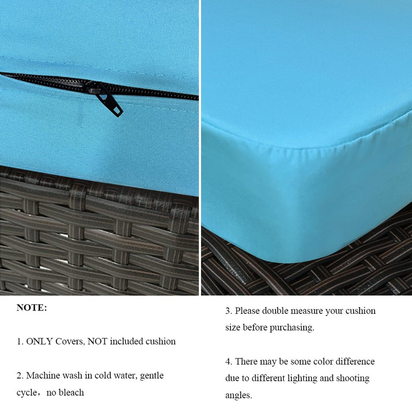 VAKADO Outdoor Patio Furniture Chair Cushion Replacement Covers Set of 4 Waterproof Decorative Cushion Cases Decor for Bench Garden Porch Couch Tent(Turquoise, 24"X24"X4")