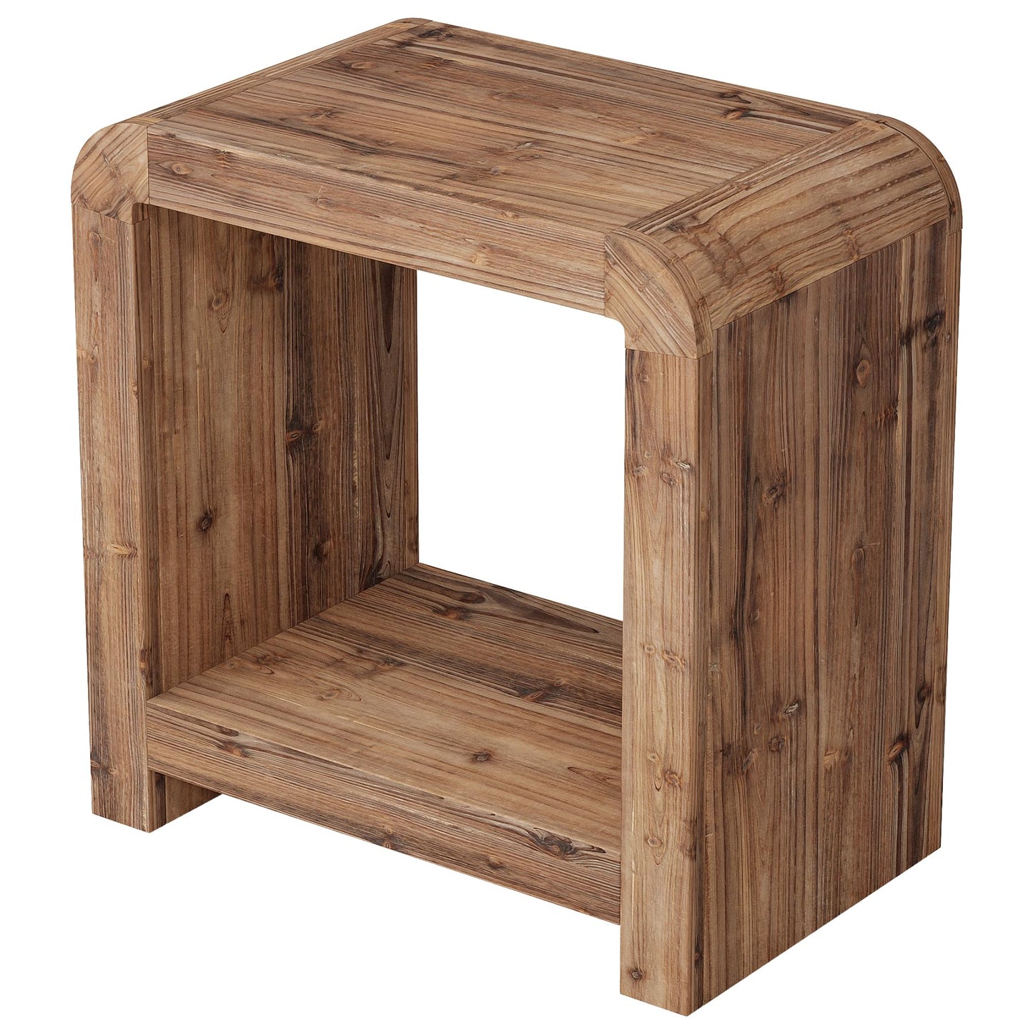Solid Wood End Table, 2-Tier Narrow Side Table with Storage Shelves, Farmhouse Rustic Nightstand for Living Room, Bedroom, Small Spaces, Easy Assembly (1 PC, Brown)