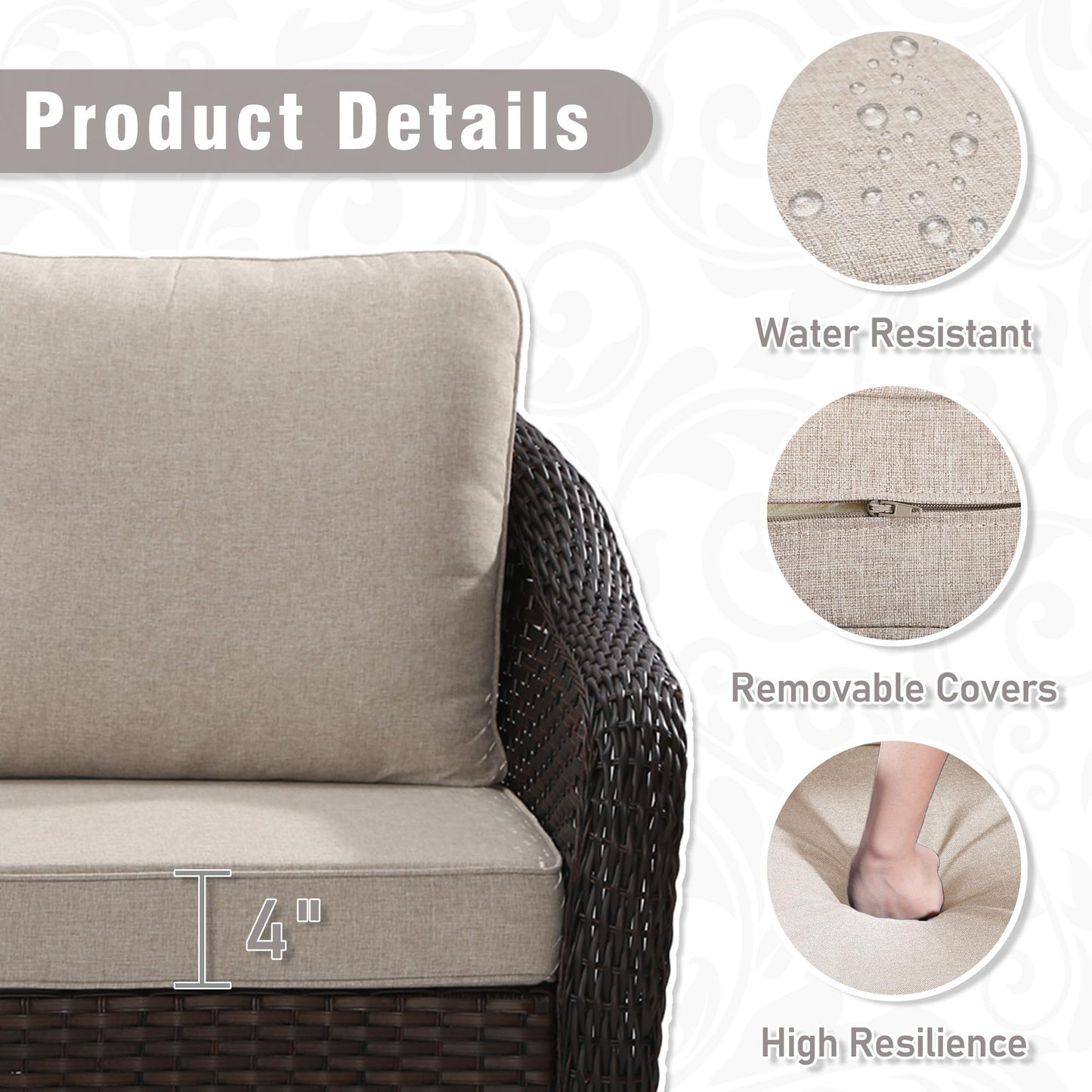 55 inch Outdoor Wicker 2 Seater Sofa, All-Weather Use Patio Rattan Loveseat with Seat and Back Cushion, Ideal for Porch, Backyard, Balcony, Poolside, Blue