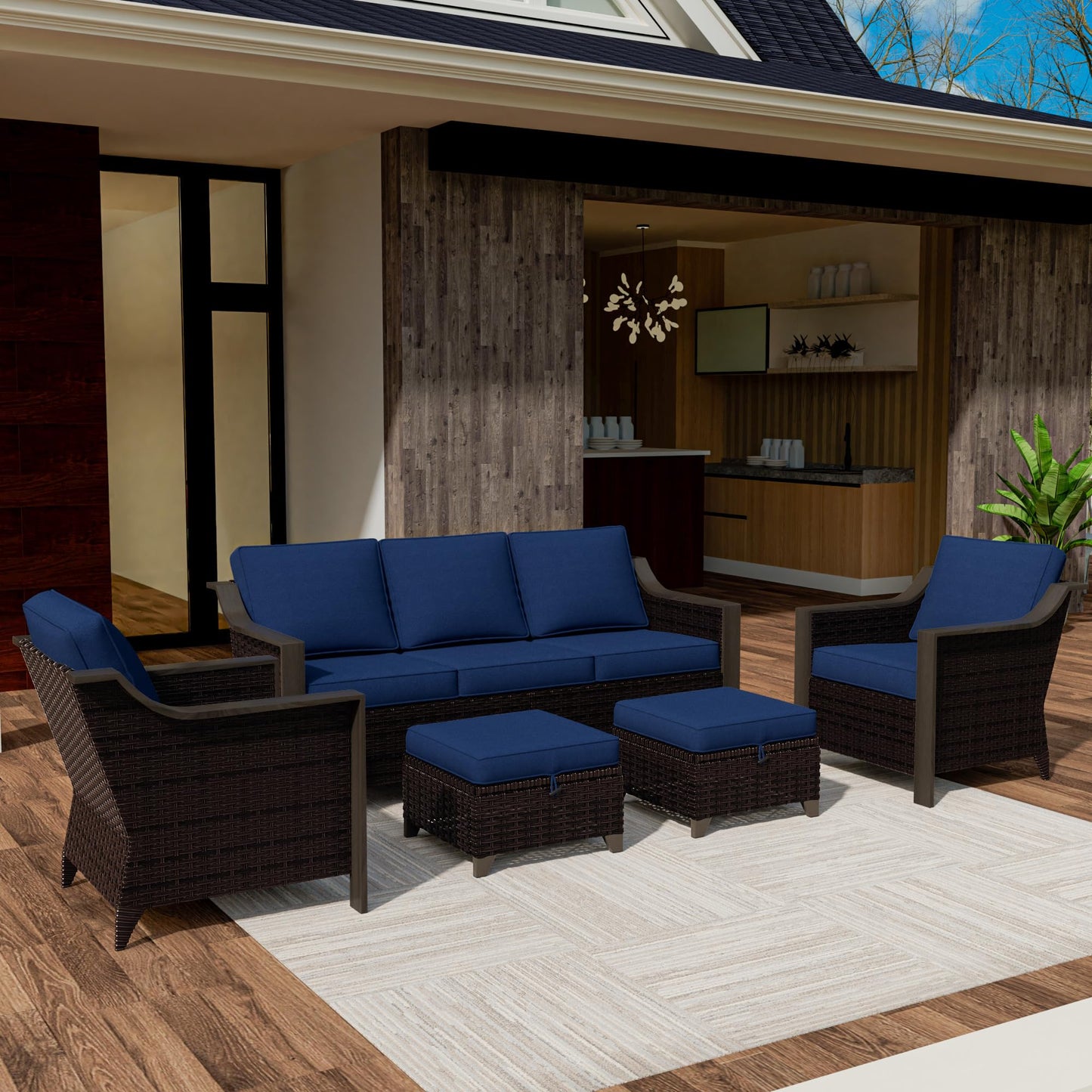 74 Inch Patio 3-Seater Sofa,PE Wicker Outdoor Lounge with Thick Removable Water-Resistant Cushions, Rust-Proof Steel Frame, 900LBS Capacity, Beige