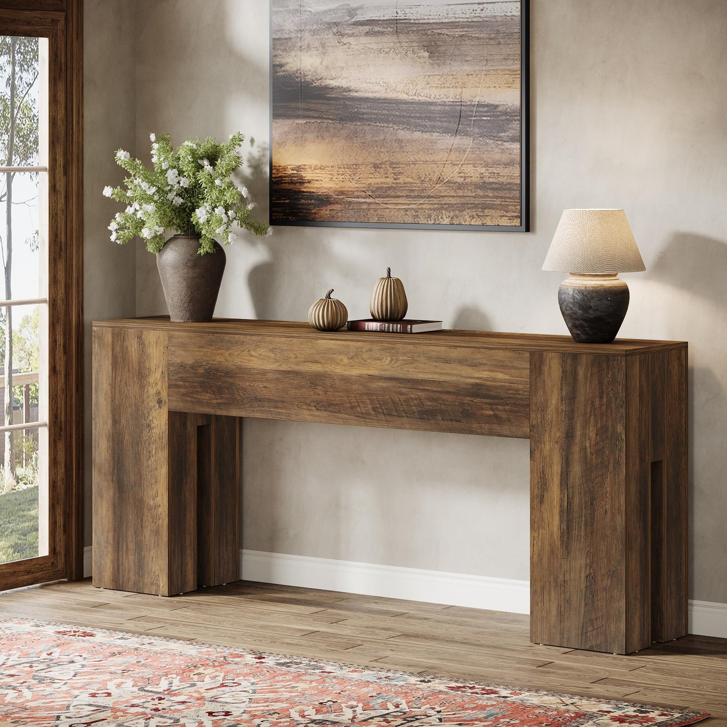 Tribesigns 71-Inch Long Console Table for Entryway, Farmhouse Sofa Console Behind Couch, Entry Table for Hallway, Foyer, Living Room, Black