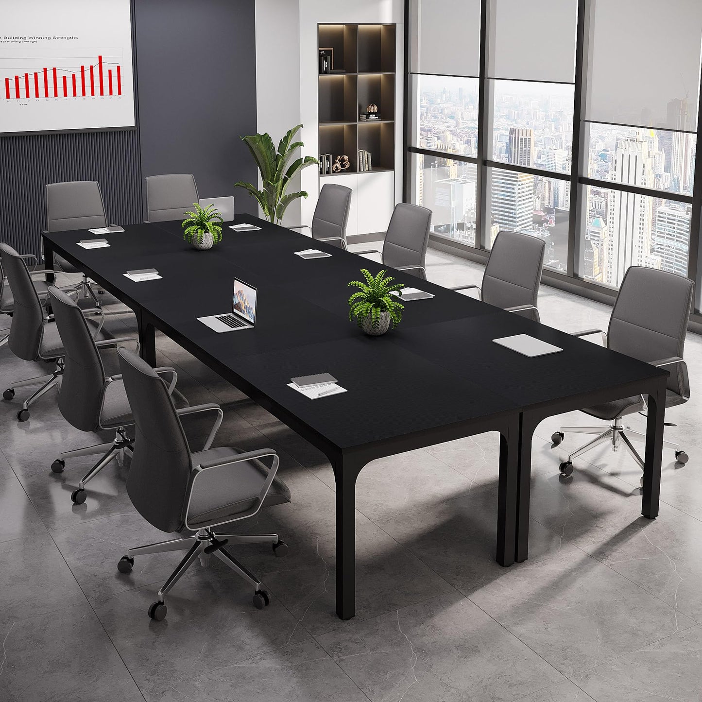 Tribesigns 6.5 FT Conference Room Table, 78.74" W x 27.56" D Large Office Conference Table, Modern Seminar Meeting Table Desk for Boardroom, Meeting Room (1, Rustic Brown)