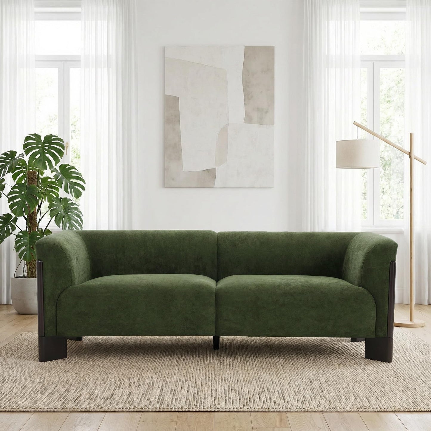 81" Loveseat Sofa Couch, 2 Seater Sofa Couches with Wood Legs and Armrest, Comfy Thick Cushion Upholstered Lounge Loveseat Sofa Chair for Living Room Office, Chenille Fabric, Gray