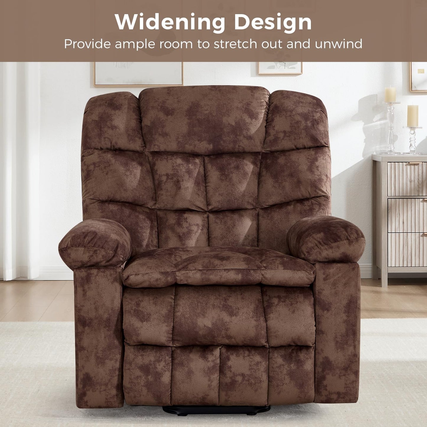 IOMOR Large Power Lift Recliner with Massage and Heat for Elderly, Heavy Duty & Safety Motion Reclining Mechanism, Ergonomic Electric Wider Chair with USB Port, 2 Hidden Cup Holders (1, Brown)