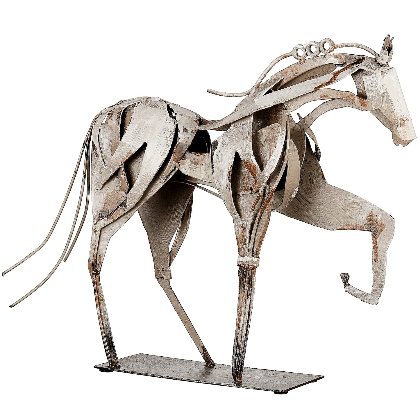 SunBlogs Art Metal Horse Statue Decor, Handmade Strong Modern Horse Sculpture Handicraft, Rustic Metal Statue Decorations Gift for Home Office Desk Figurine (Brown)