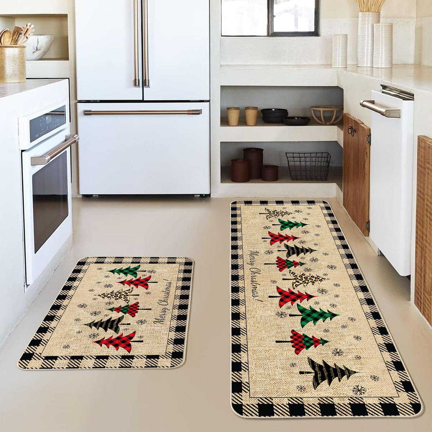 VAKADO Fall Outdoor Welcome Door Mat for Front Door Entrance Classroom Farmhouse Doormat Non-Slip Rubber Backing Autumn Entrance Rug Easy to Clean 17x29 Inch,Black White Buffalo Check Plaid