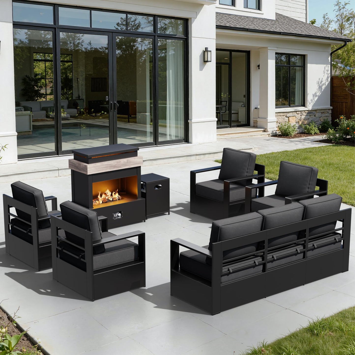 Aluminum Patio Swivel Chair - Outdoor Swivel Rocking Chair with 6" Thick Removable Cushions, All-Weather Metal Frame, Deep Setting for Garden, Poolside and Porch