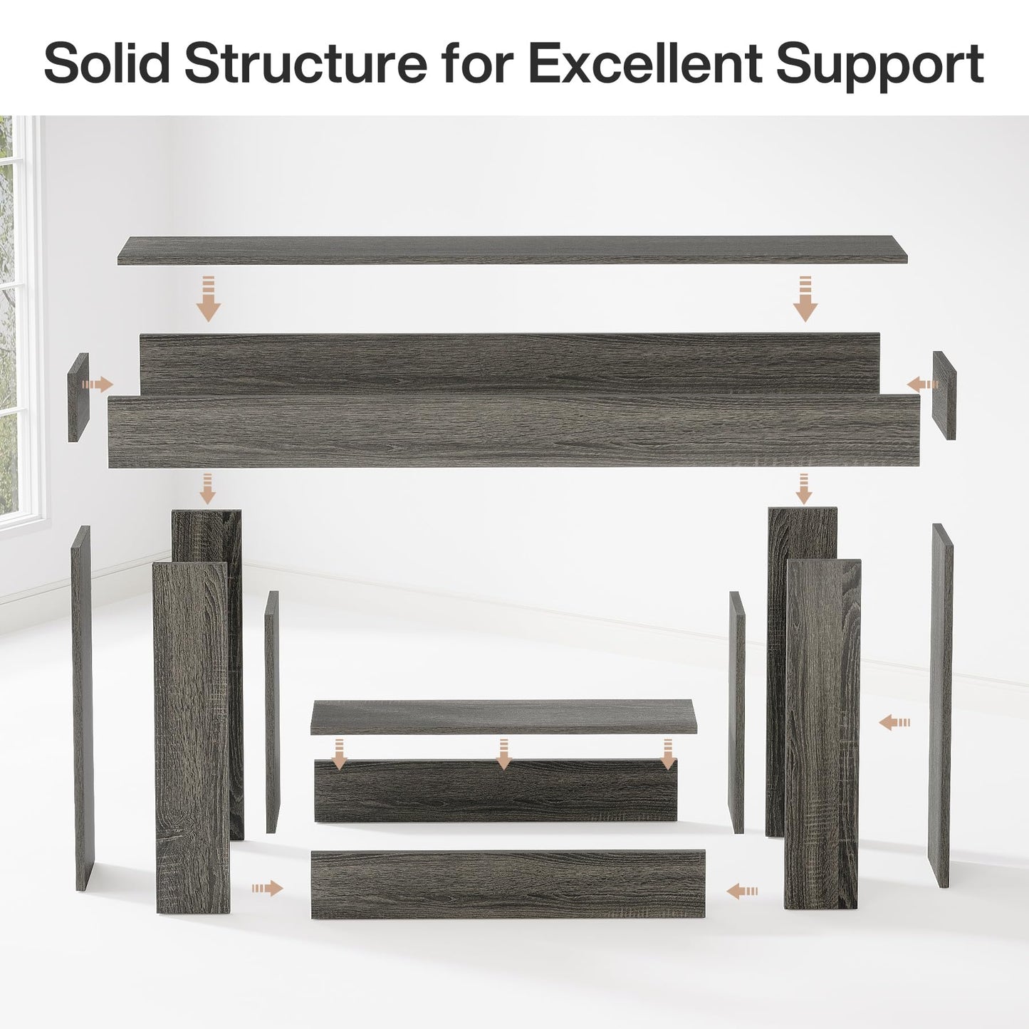 Tribesigns 63" Console Table, Farmhouse 2-Tier Entryway Table with U-Shaped Base, Narrow Long Wood Sofa Table Behind Couch Table for Living Room, Hallway, Foyer, Vintage Brown & Gray | Farmhouse