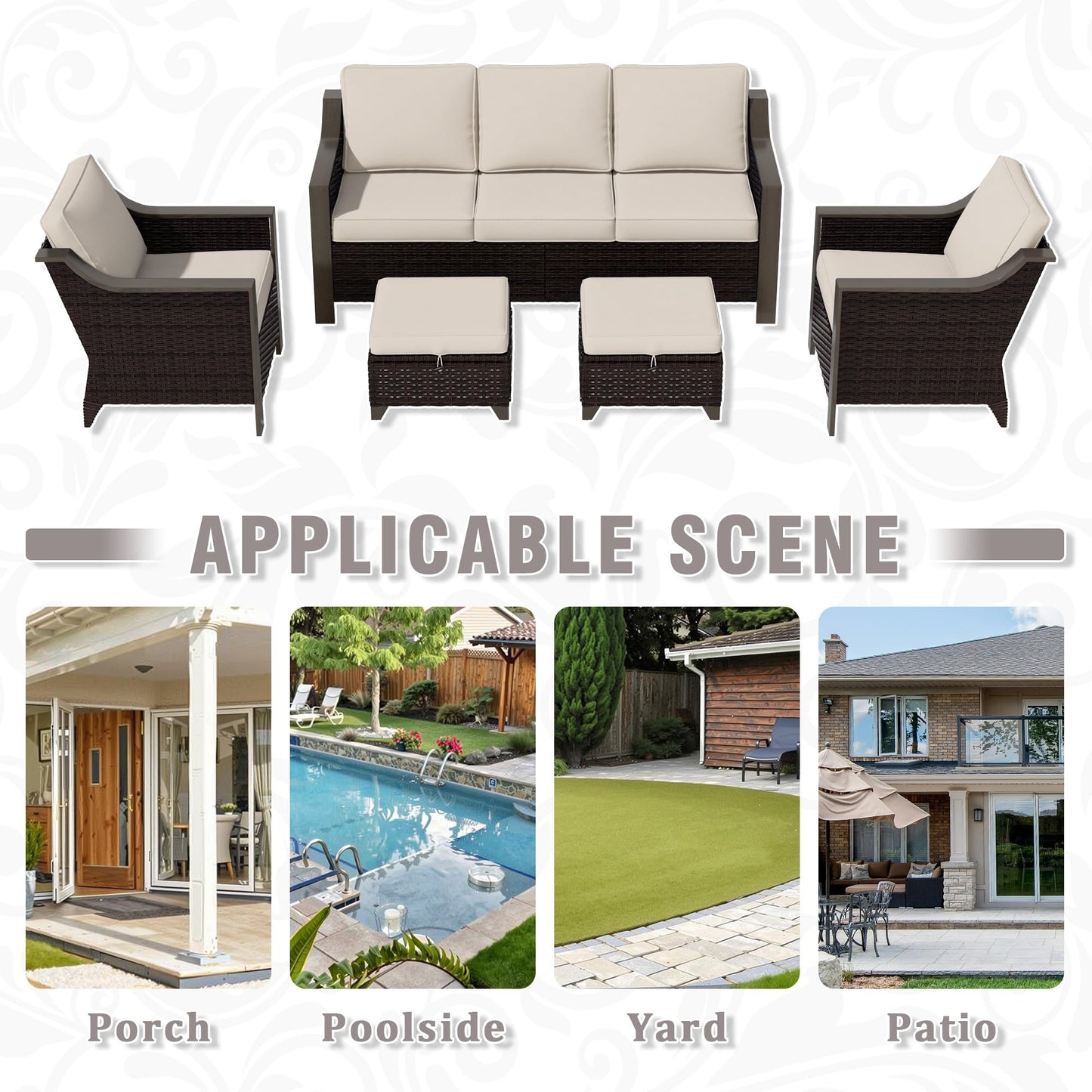 74 Inch Patio 3-Seater Sofa,PE Wicker Outdoor Lounge with Thick Removable Water-Resistant Cushions, Rust-Proof Steel Frame, 900LBS Capacity, Beige