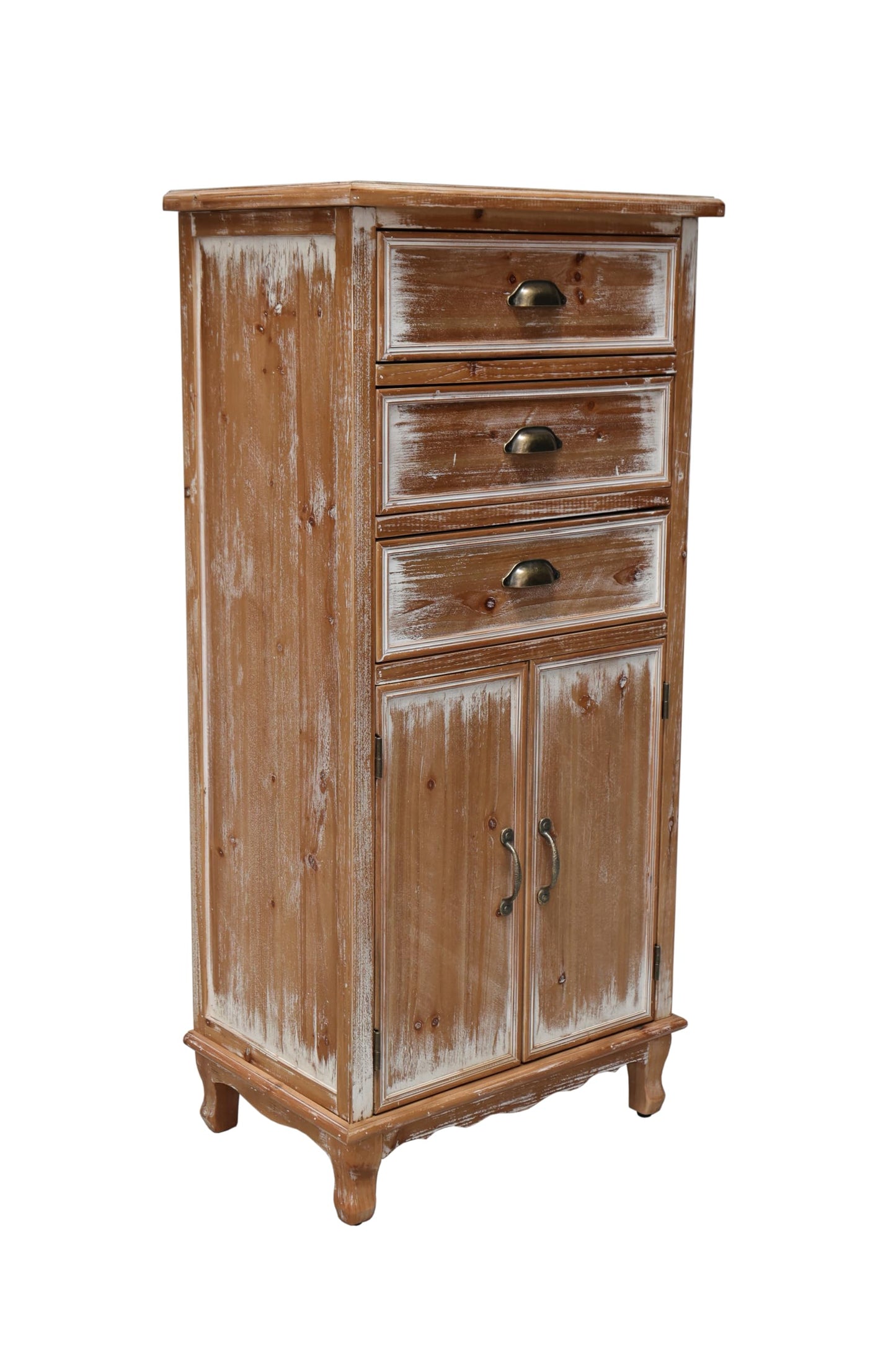 LKTART KTART 55'' Tall Kitchen Pantry Cupboard Storage Cabinet with Shelves & Drawer,French Country Accent Cabinet with Embossed Floral Metal Doors and Solid Wood Frame,Natural Wood