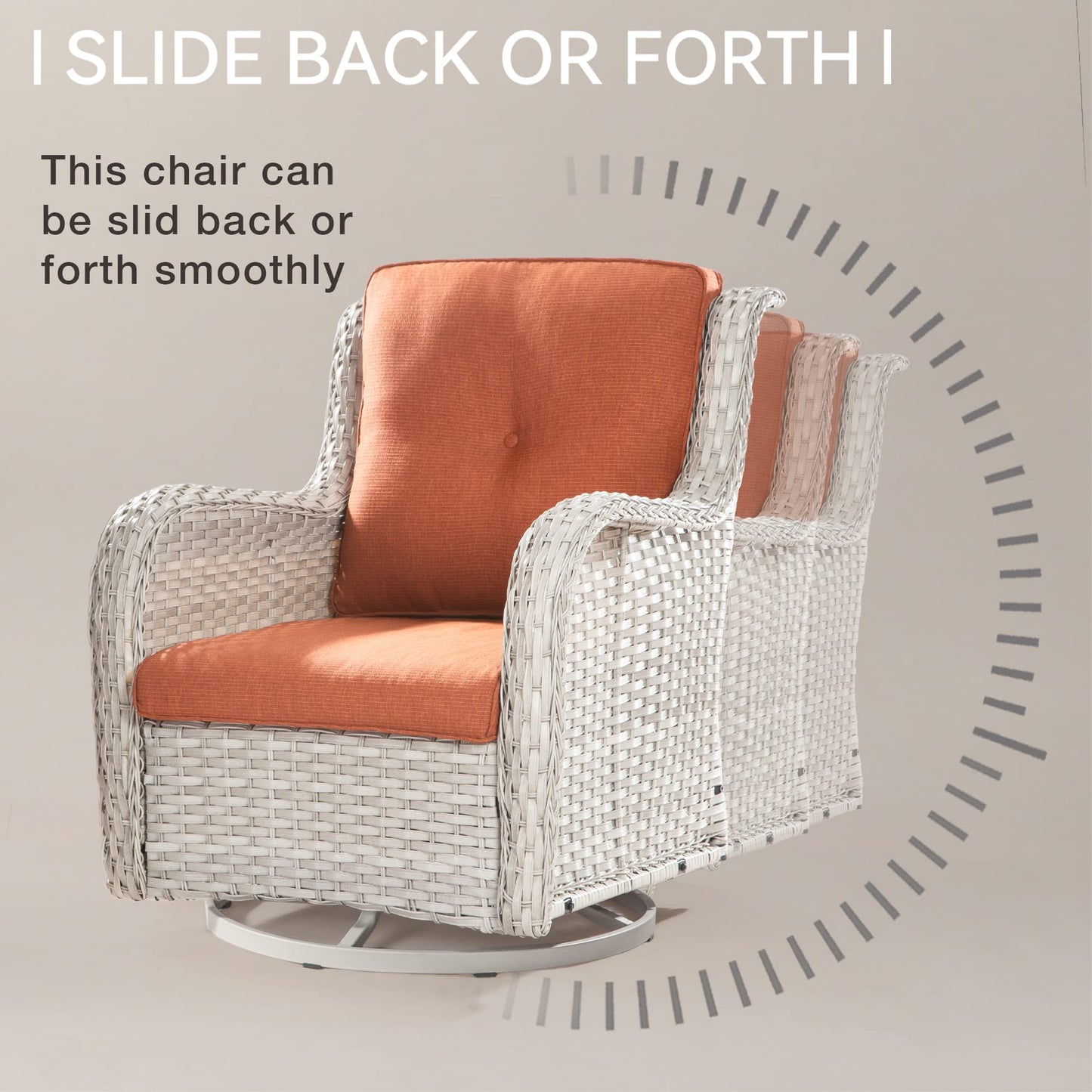 Joyside Outdoor Swivel Rocker Patio Chairs Set of 2 and Matching Side Table - 3 Piece Wicker Patio Bistro Set with Premium & Soft Fabric Cushions(Light Grey/Red)