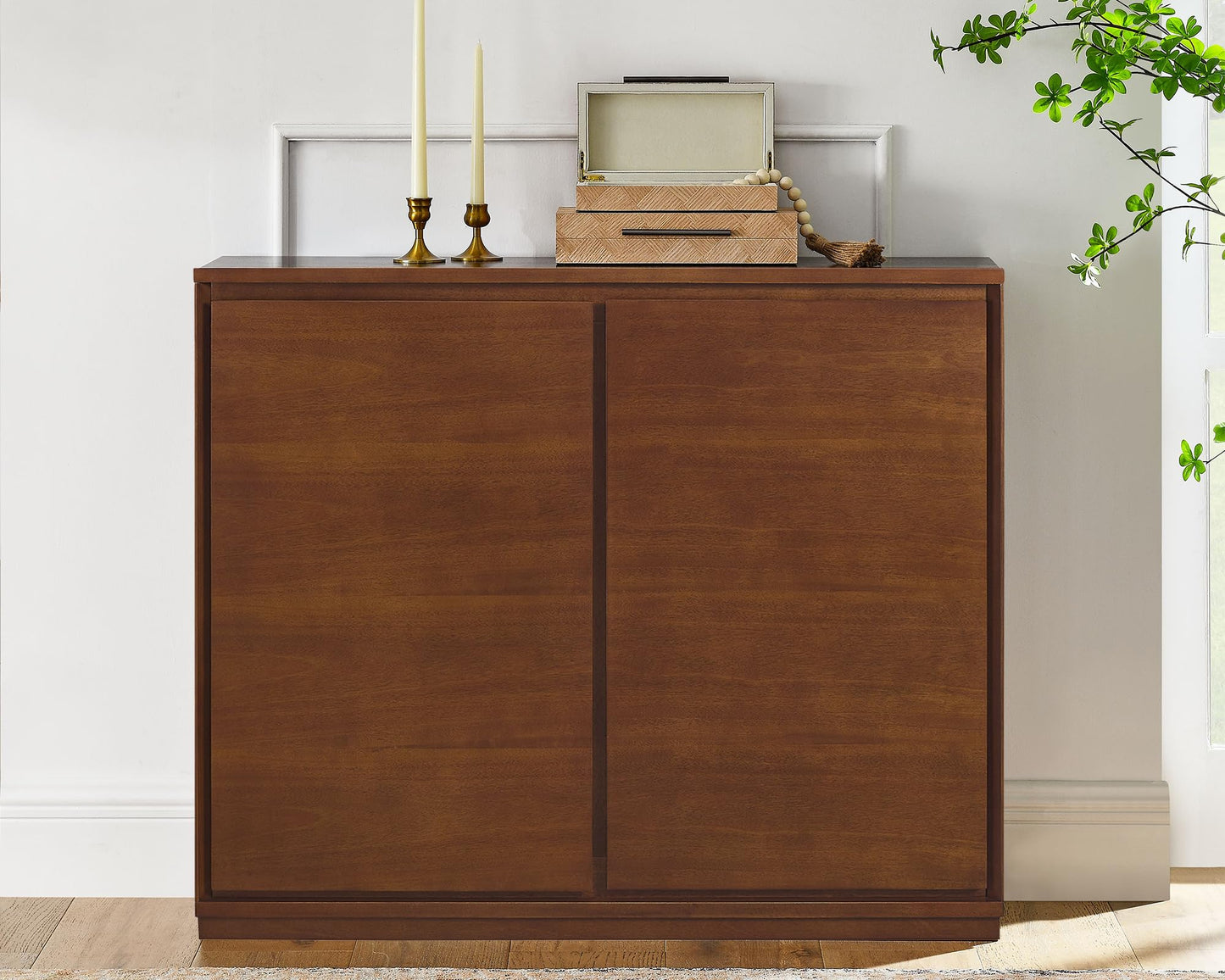 LKTART 39" Mid Century Modern Sideboard Buffet Cabinet, Narrow Credenza Storage Cabinet,Media Console Coffee Bar Table for Living Room,Entryway,Kitchen,Walnut