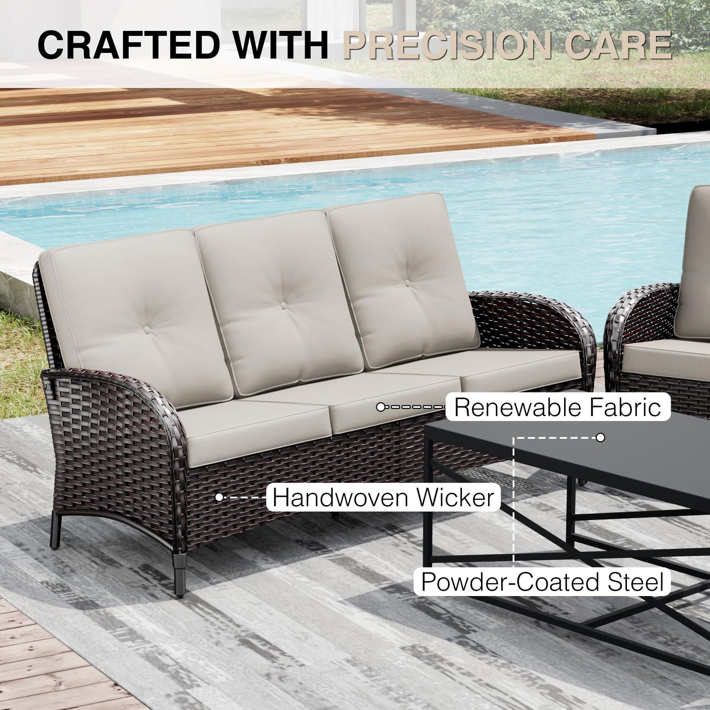 Joyside Wicker Patio Chairs Set of 2, Rattan Outdoor Furniture with Thickened Cushions, High Back, Deep Seating, Wide Armrest, Outdoor Chairs for Porch, Deck