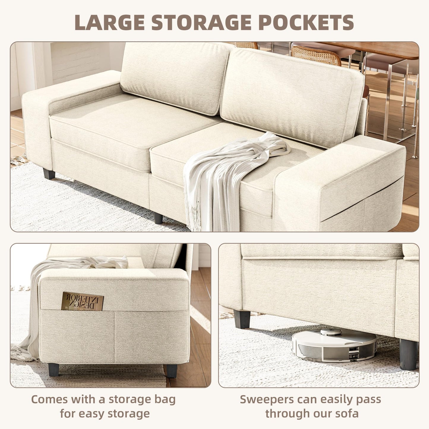 71" Loveseat Sofa for Living Room, Deep Seat Mid Century Modern Chenille Fabric 2 Love Seat Couch Love Seats for Small Space,Living Room,Studio,Apartment