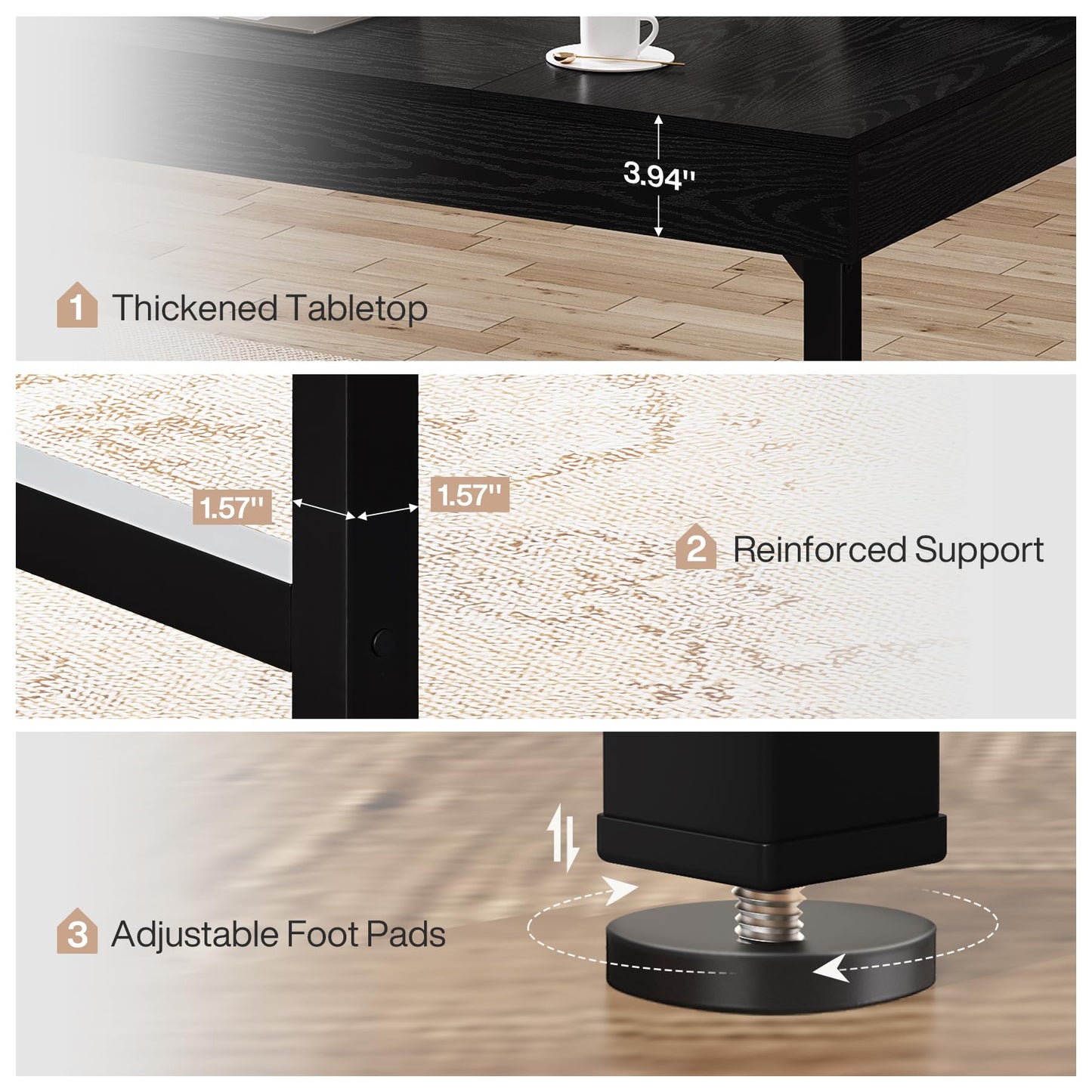 Tribesigns 55" Industrial Executive Desk for Home Office, Rustic Simple Computer Laptop Desk with Strong Metal Legs, Study Writing Table Business Workstation, Small Conference Table
