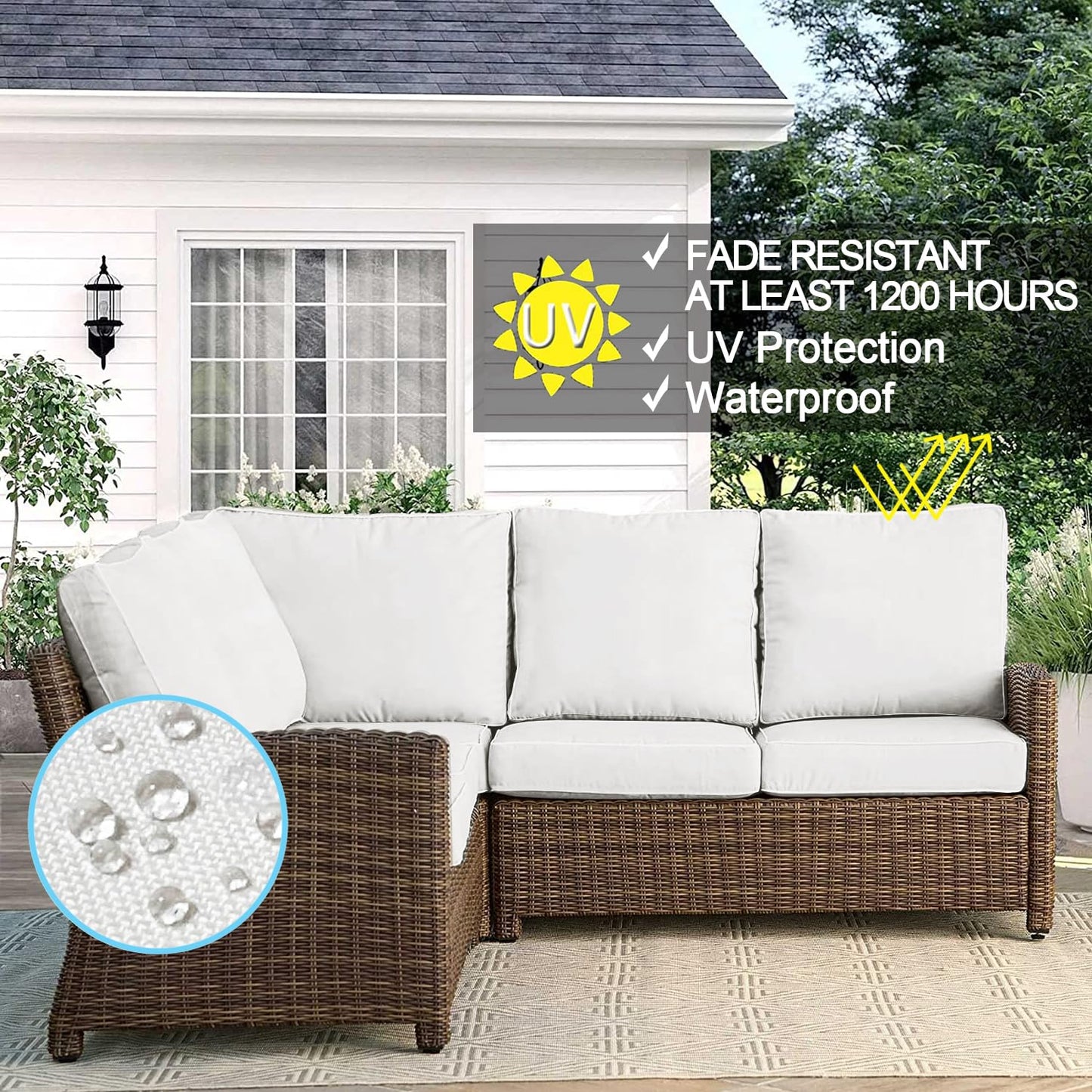 VAKADO Outdoor Patio Furniture Chair Cushion Replacement Covers Set of 4 Waterproof Decorative Cushion Cases Decor for Bench Garden Porch Couch Tent(Turquoise, 24"X24"X4")