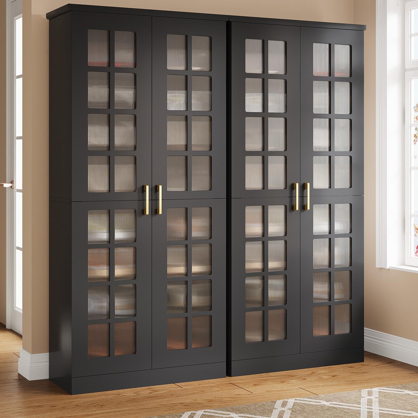 Tribesigns Tall Shoe Cabinet with Doors, 8-Tier Shoe Storage with Adjustable Shelves, Modern Shoe Organizer Shoe Rack Cabinet for Entryway, Hallway, Closet, Living Room, Rustic Brown
