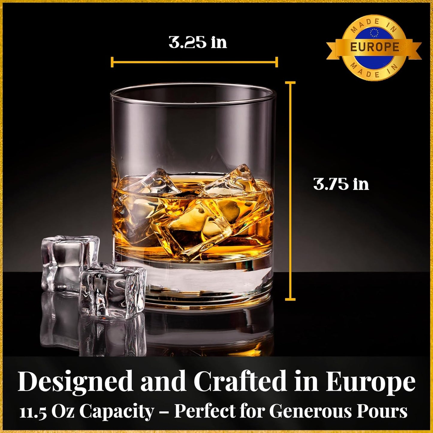 Whiskey Decanter Set, Made in Europe, 100% Lead-Free Crystal, Gift-Boxed, 1 Decanter & 4 Double Old Fashioned Glasses (Buckingham Decanter Set)