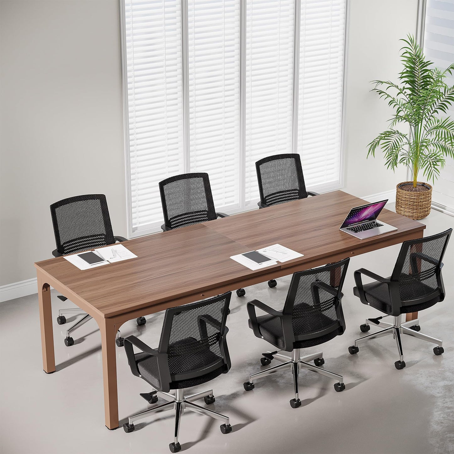 Tribesigns 6.5 FT Conference Room Table, 78.74" W x 27.56" D Large Office Conference Table, Modern Seminar Meeting Table Desk for Boardroom, Meeting Room (1, Rustic Brown)