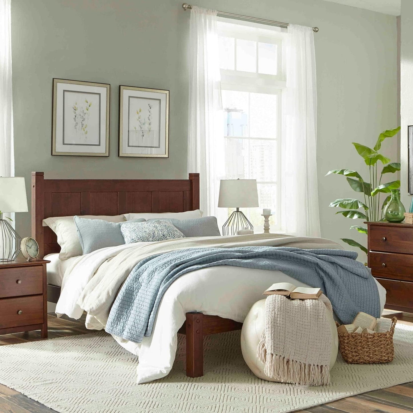 Grain Wood Furniture Shaker Solid Wood Panel Platform Bed, Queen Size, Expresso