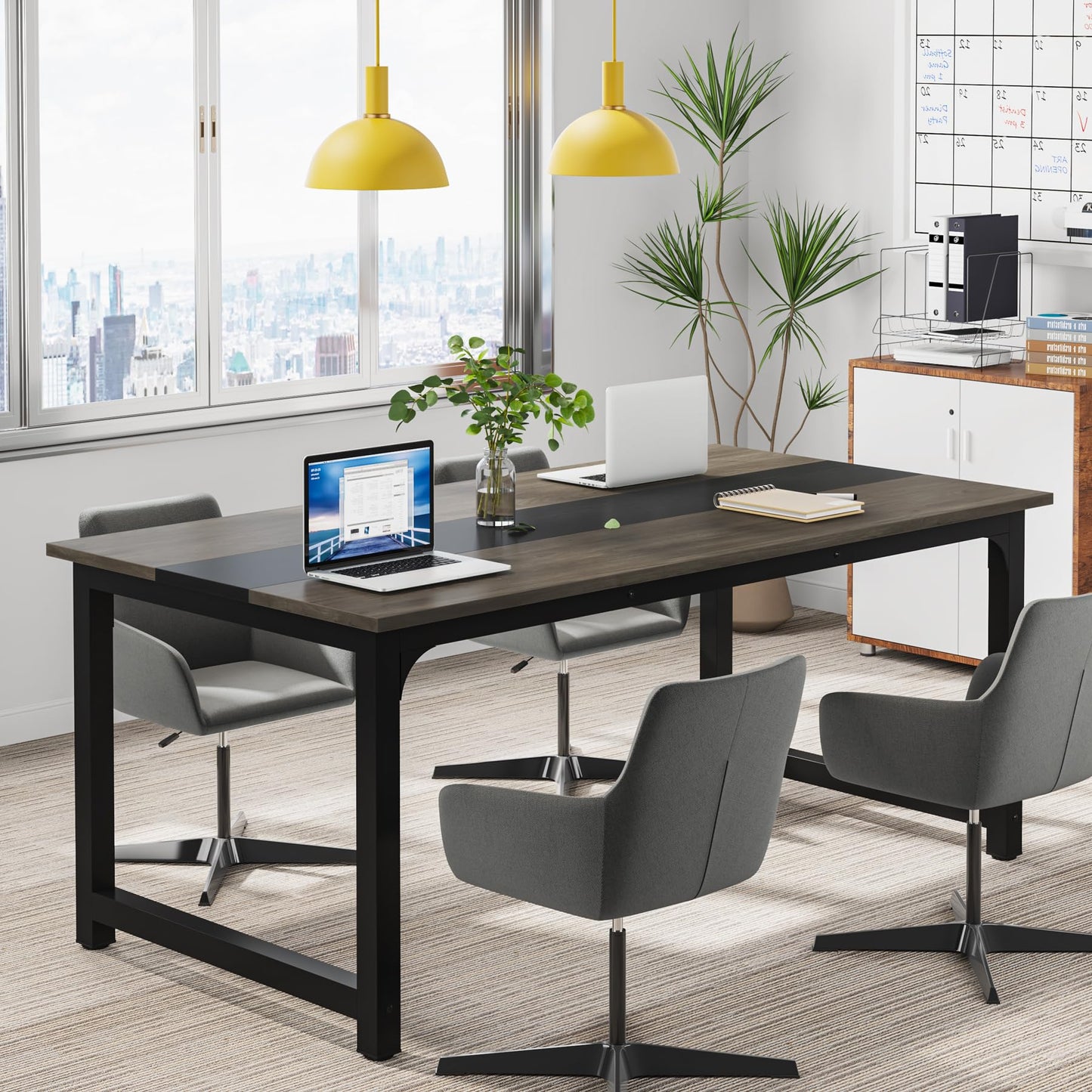 Tribesigns Modern Simple Computer Desk, 47 inch Vintage Office Desk Computer Table, Study Writing Study Desk Workstation for Home Office, Rustic Brown