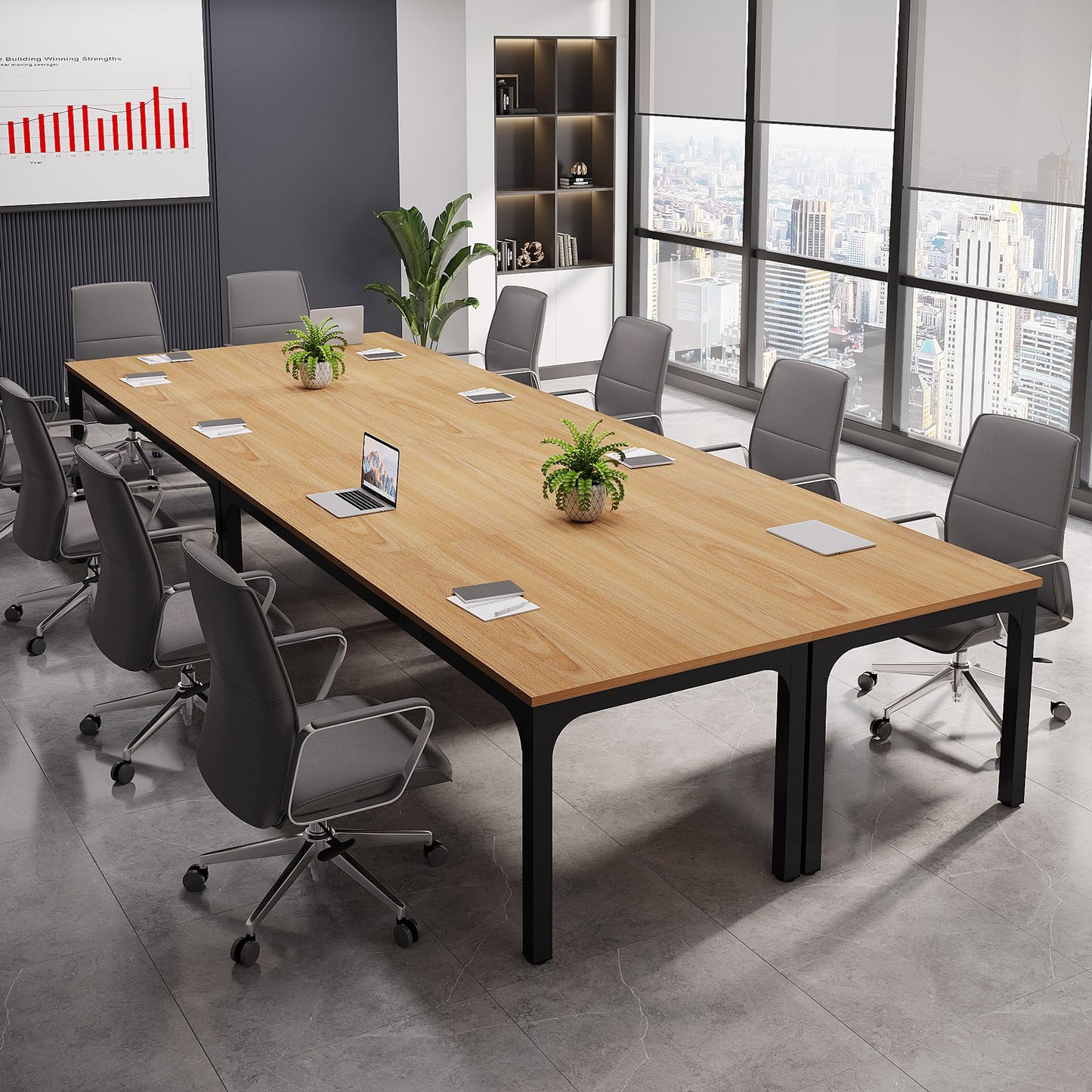 Tribesigns 6.5 FT Conference Room Table, 78.74" W x 27.56" D Large Office Conference Table, Modern Seminar Meeting Table Desk for Boardroom, Meeting Room (1, Rustic Brown)