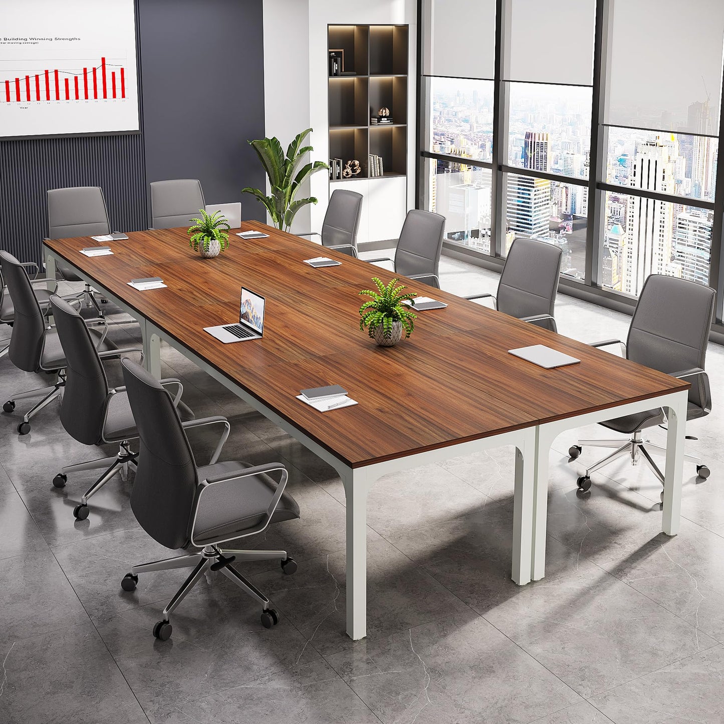 Tribesigns 6.5 FT Conference Room Table, 78.74" W x 27.56" D Large Office Conference Table, Modern Seminar Meeting Table Desk for Boardroom, Meeting Room (1, Rustic Brown)