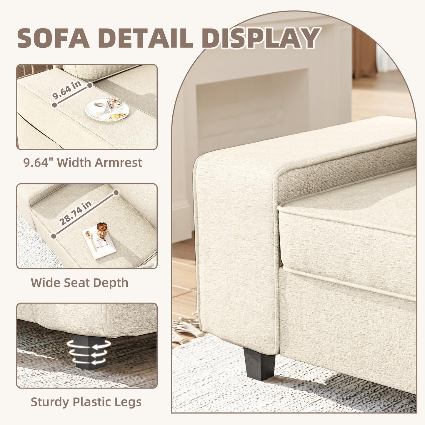 71" Loveseat Sofa for Living Room, Deep Seat Mid Century Modern Chenille Fabric 2 Love Seat Couch Love Seats for Small Space,Living Room,Studio,Apartment