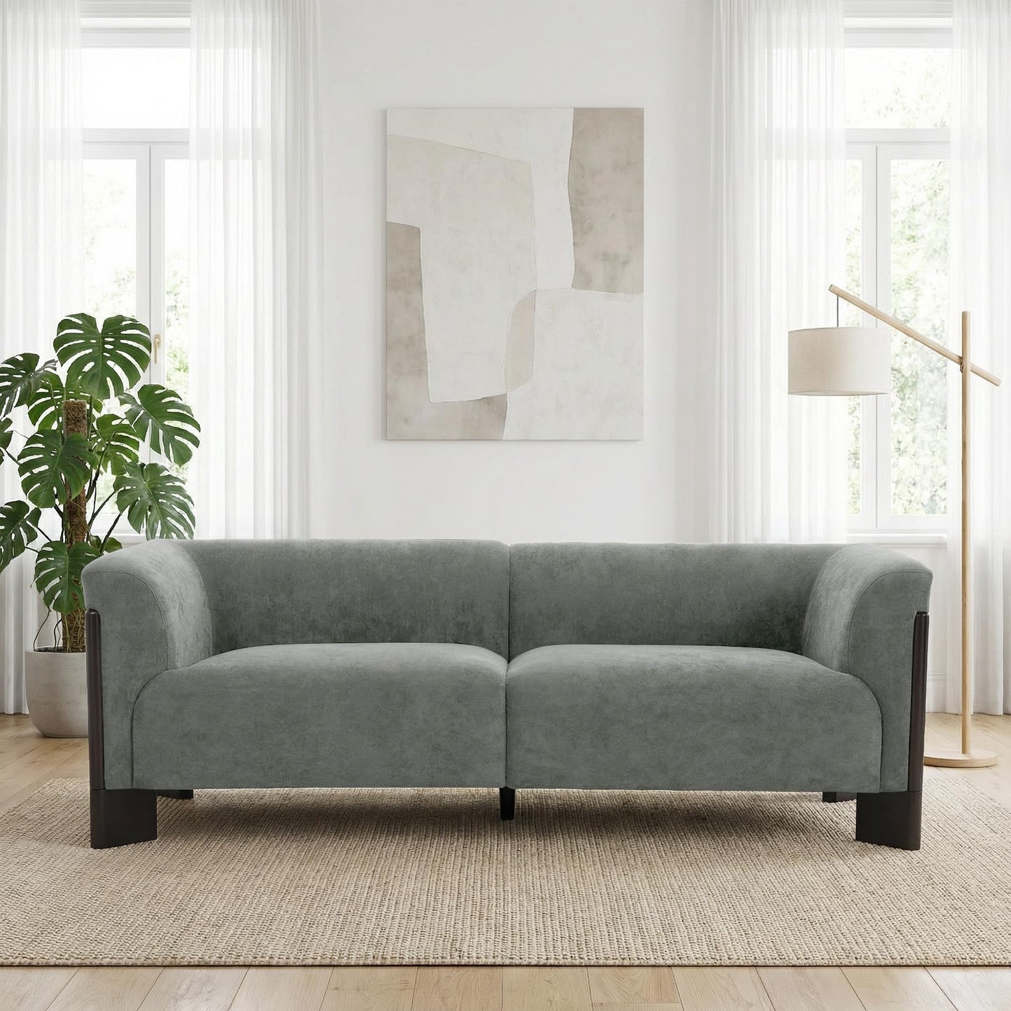 81" Loveseat Sofa Couch, 2 Seater Sofa Couches with Wood Legs and Armrest, Comfy Thick Cushion Upholstered Lounge Loveseat Sofa Chair for Living Room Office, Chenille Fabric, Gray