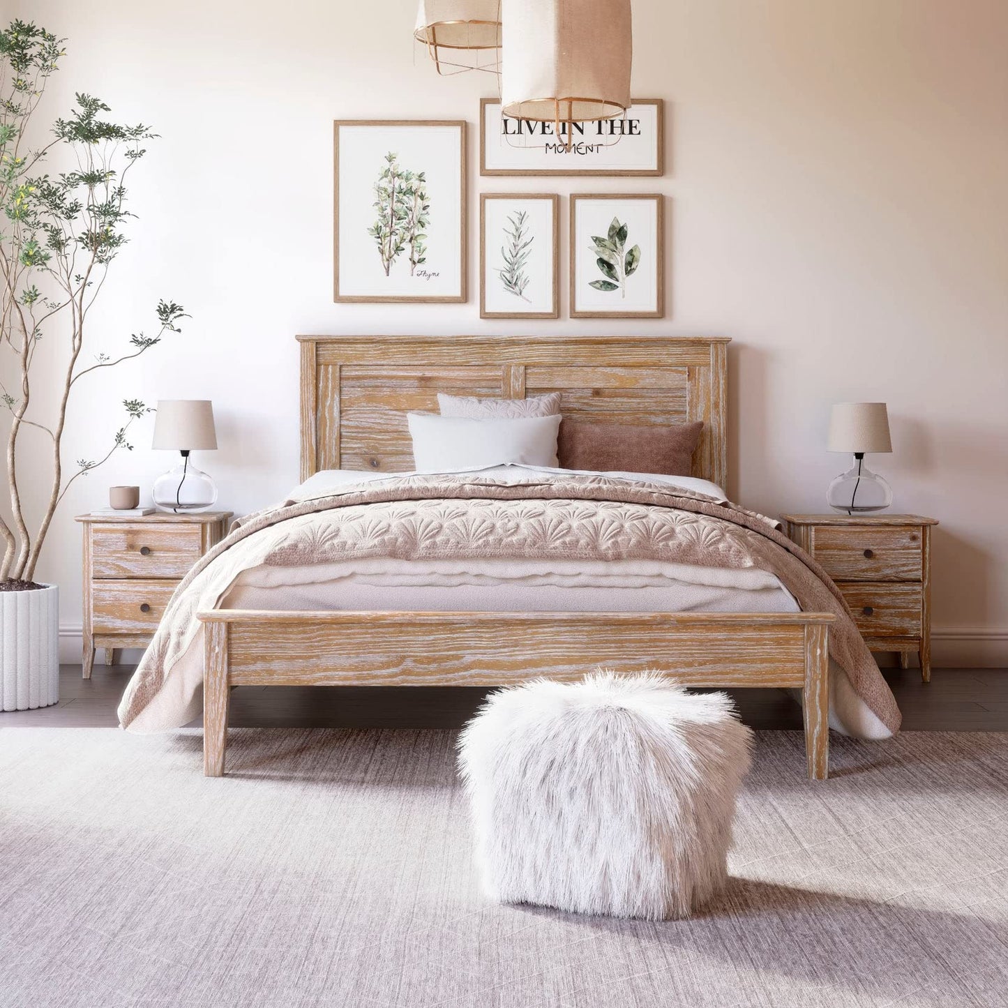 Grain Wood Furniture Greenport Solid Wood Platform Bed, Full Size, Brushed Walnut