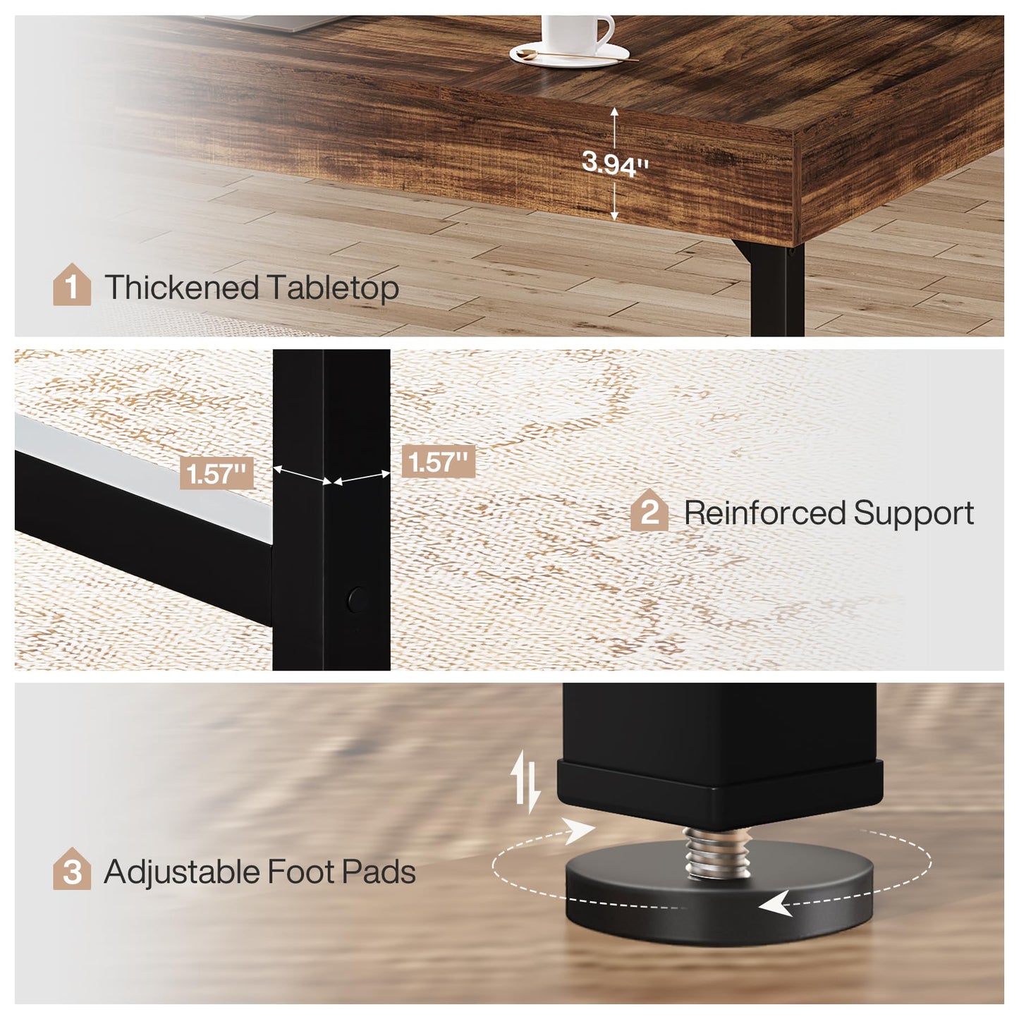Tribesigns 55" Industrial Executive Desk for Home Office, Rustic Simple Computer Laptop Desk with Strong Metal Legs, Study Writing Table Business Workstation, Small Conference Table