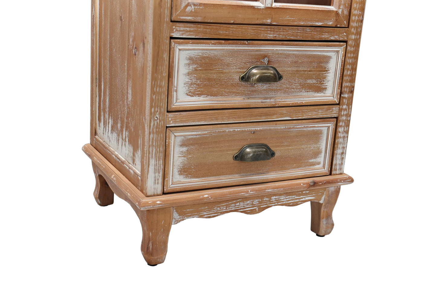 LKTART KTART 55'' Tall Kitchen Pantry Cupboard Storage Cabinet with Shelves & Drawer,French Country Accent Cabinet with Embossed Floral Metal Doors and Solid Wood Frame,Natural Wood