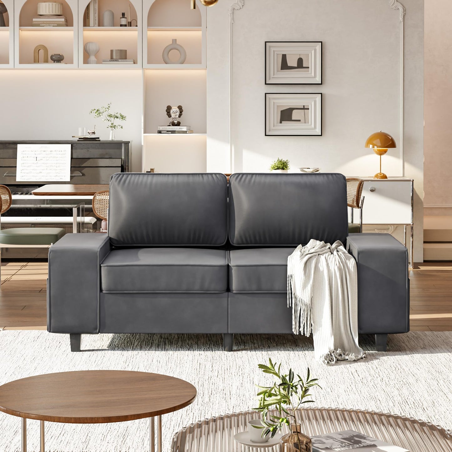 71" Loveseat Sofa for Living Room, Deep Seat Mid Century Modern Chenille Fabric 2 Love Seat Couch Love Seats for Small Space,Living Room,Studio,Apartment
