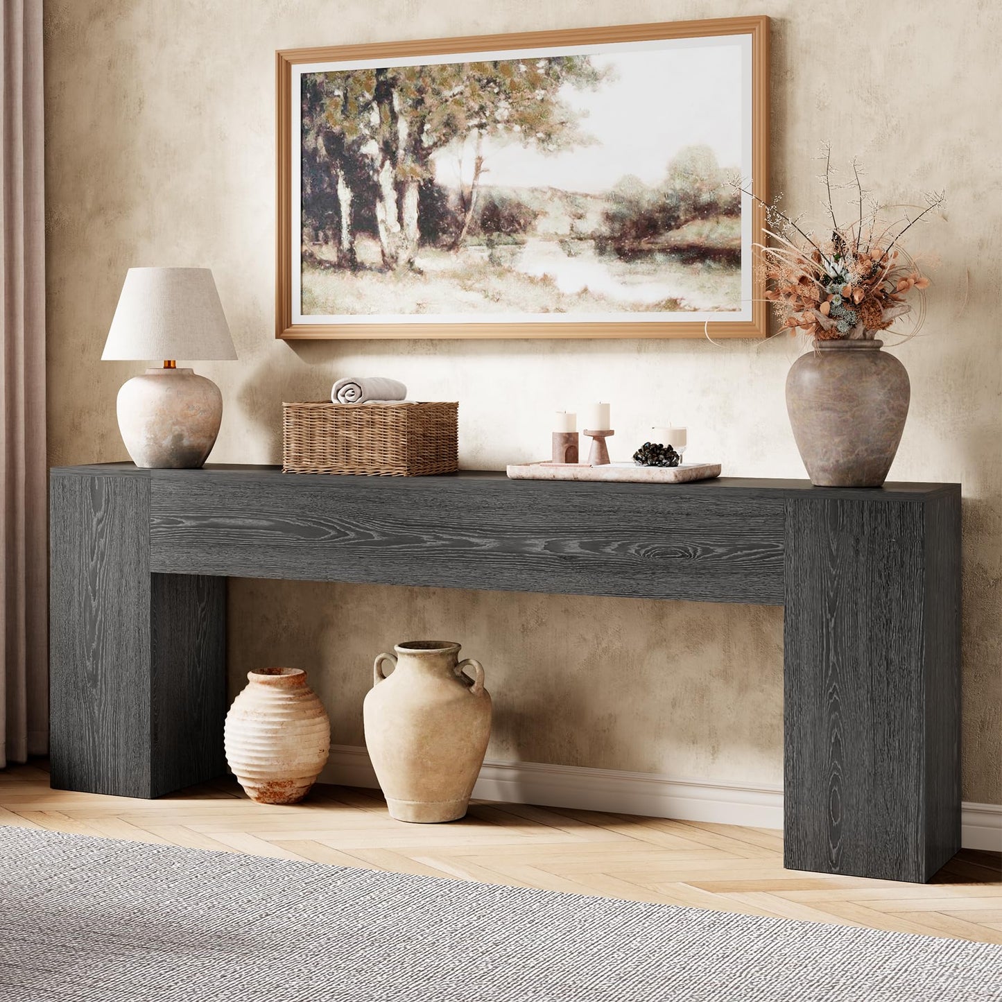 Epecoya Extra Long Console Tables for Entryway 86-Inch, Farmhouse Couch Table Behind Sofa Wooden, Modern Entryway Table for Entrance, Hallway, Living Room, Apartment, Natural Oak Brown