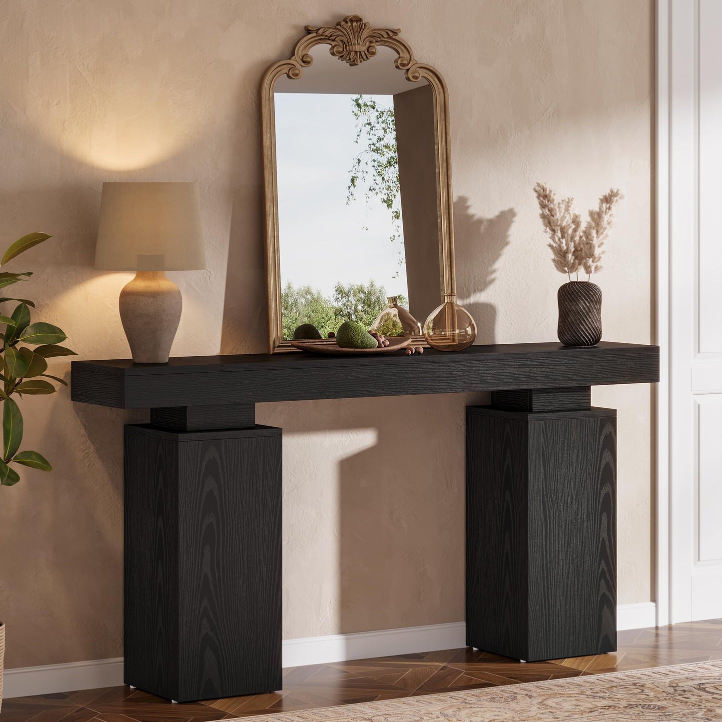 Tribesigns 63-Inch Long Console Table, Farmhouse Entryway Table Behind Couch, Wooden Foyer Stand Entry Station, Modern Hallway Accent Furniture for Living Room Decor, Entrance, Brown