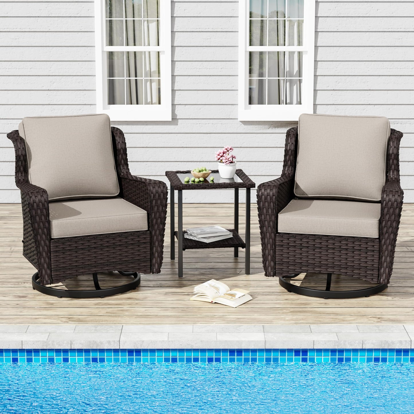 Wicker Patio Loveseat, All-Weather Rattan 2-Seat Sofa with Cushions, Outdoor Patio Furniture Set for Patio, Balcony, Backyard, Deck, Poolside