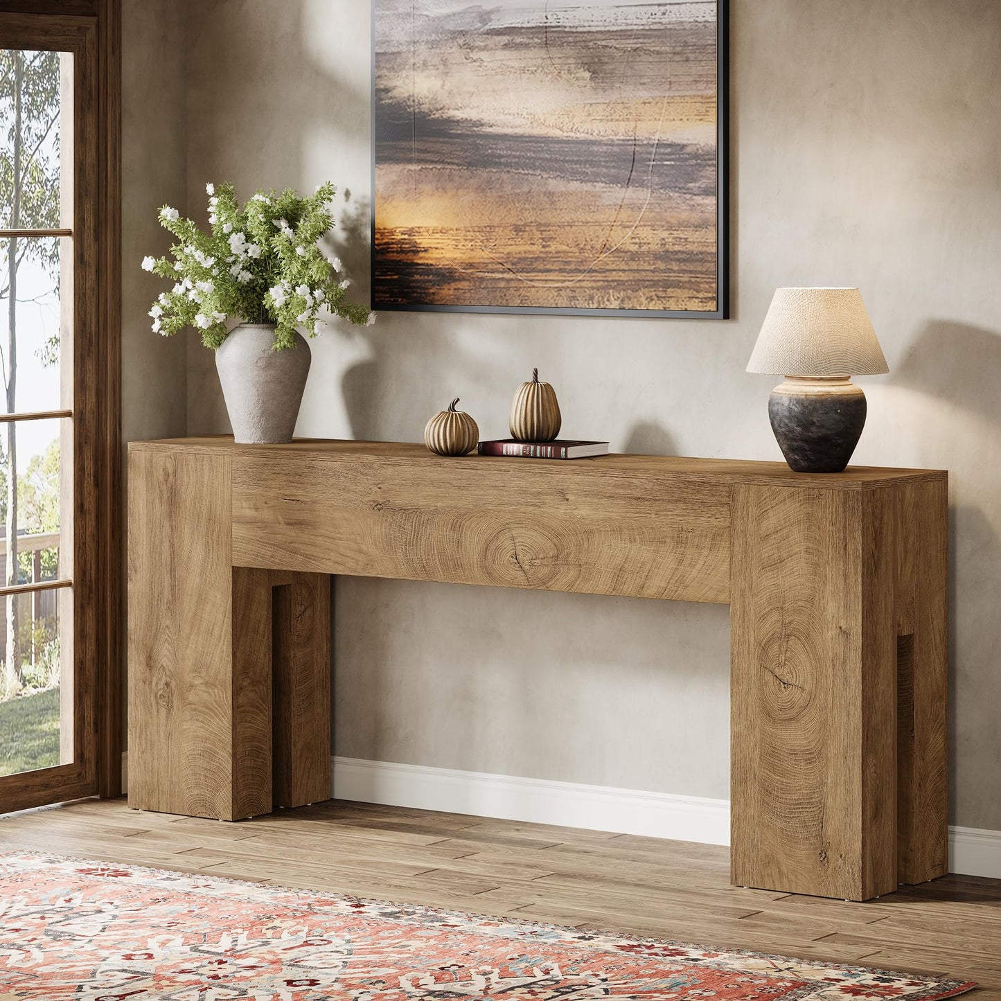 Tribesigns 71-Inch Long Console Table for Entryway, Farmhouse Sofa Console Behind Couch, Entry Table for Hallway, Foyer, Living Room, Black