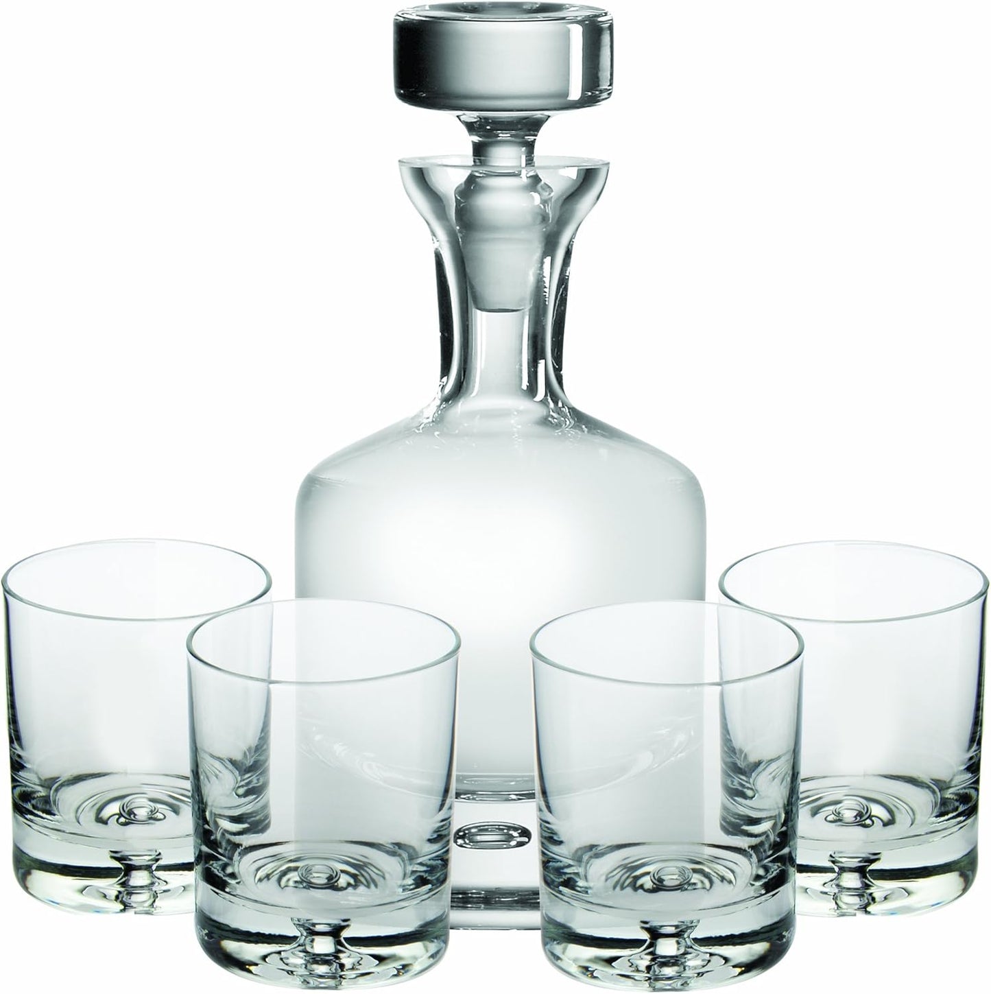Whiskey Decanter Set, Made in Europe, 100% Lead-Free Crystal, Gift-Boxed, 1 Decanter & 4 Double Old Fashioned Glasses (Taylor Decanter Set)
