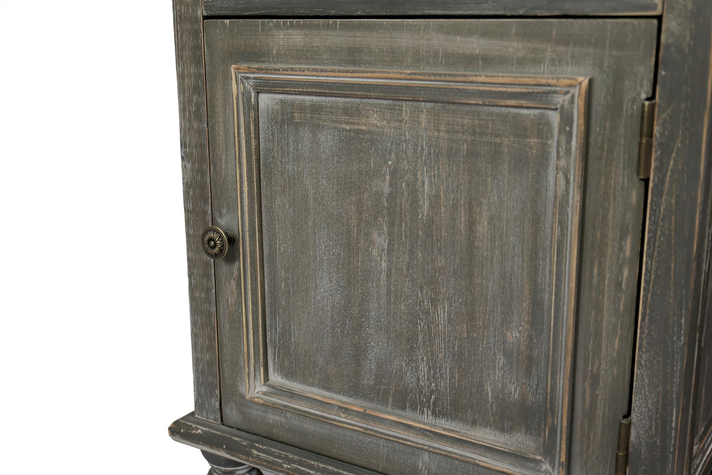 LKTART KTART 55'' Tall Kitchen Pantry Cupboard Storage Cabinet with Shelves & Drawer,French Country Accent Cabinet with Embossed Floral Metal Doors and Solid Wood Frame,Natural Wood