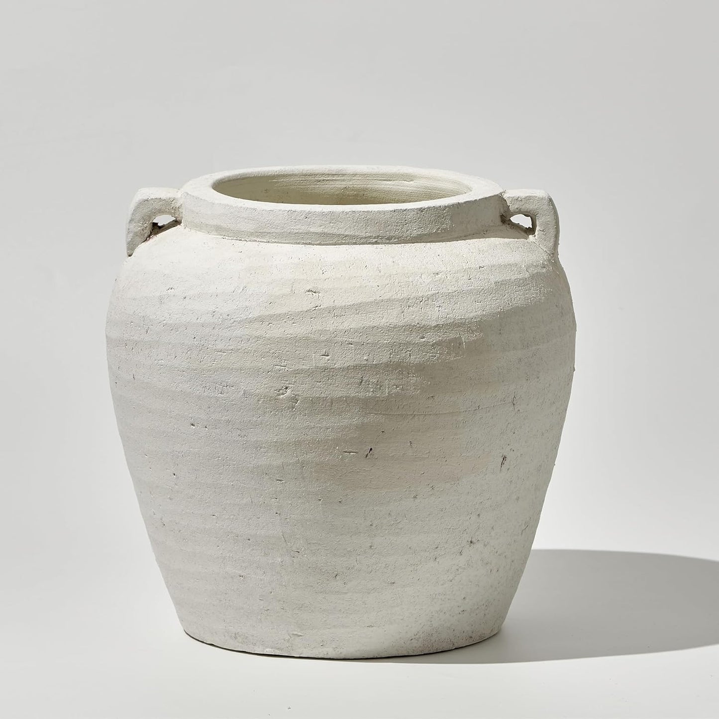 LB2 White Ceramic Large Vase, 11.2" Tall Zen Style vase, Terra Cotta Pitcher, Distressed Farmhouse Decor, Pottery Decorative Flower for Home Décor