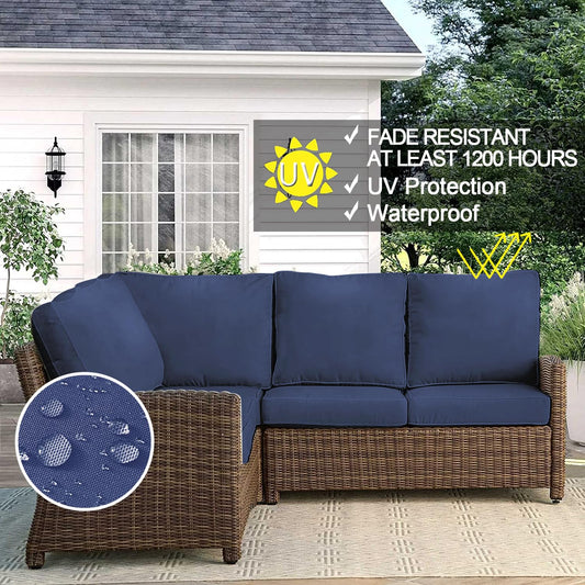 VAKADO Outdoor Patio Furniture Chair Cushion Replacement Covers Set of 4 Waterproof Decorative Cushion Cases Decor for Bench Garden Porch Couch Tent(Turquoise, 24"X24"X4")